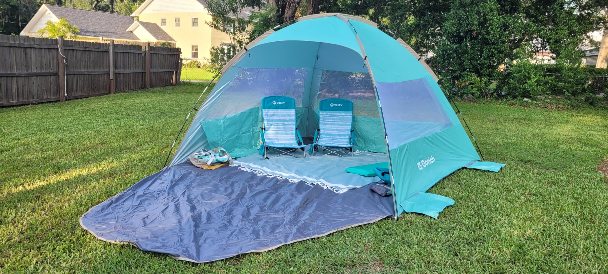 Gorich Beach Tent Sun Shelter for 3/4/6/8/10 Person with UPF 50+ UV Protection, Lightweight & Easy Setup Beach Shade Canopy, Portable Beach Shade Tent Beach Cabana customer photo 2