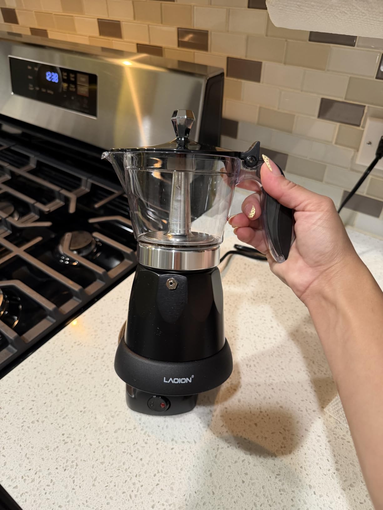 LAOION Cuban Coffee Maker, 6 or 3cup Electric Espresso Coffee Maker, Portable Cafeteras Electricas Modernas, Electric Moka Pot with Detachable Base & Overheat Protection, Coffee Gift for Home Travel customer photo 2