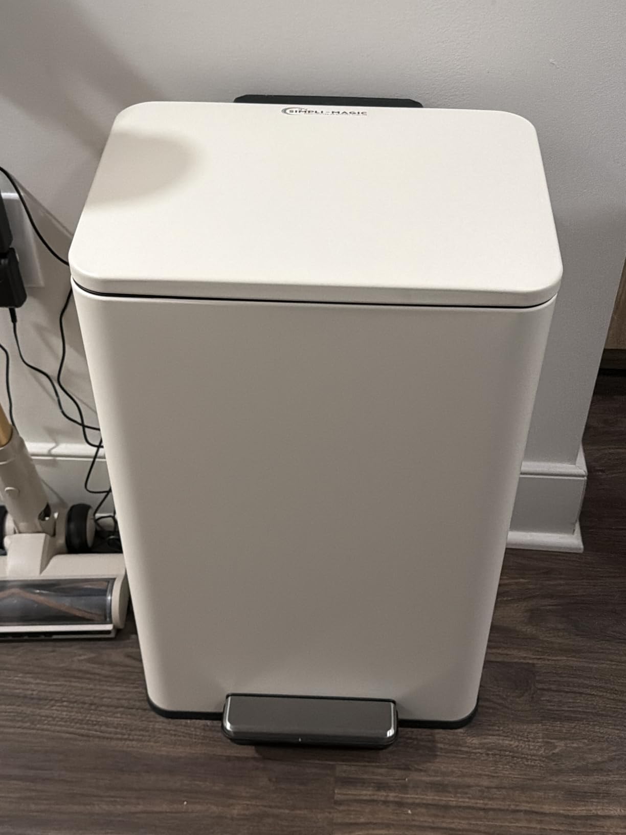 SIMPLI-MAGIC 50 Liter / 13.2 Gallon Soft-Close, Smudge Resistant Trash Can with Foot Pedal and Built in Filter- Stainless Steel, Sleek Finish customer photo 1