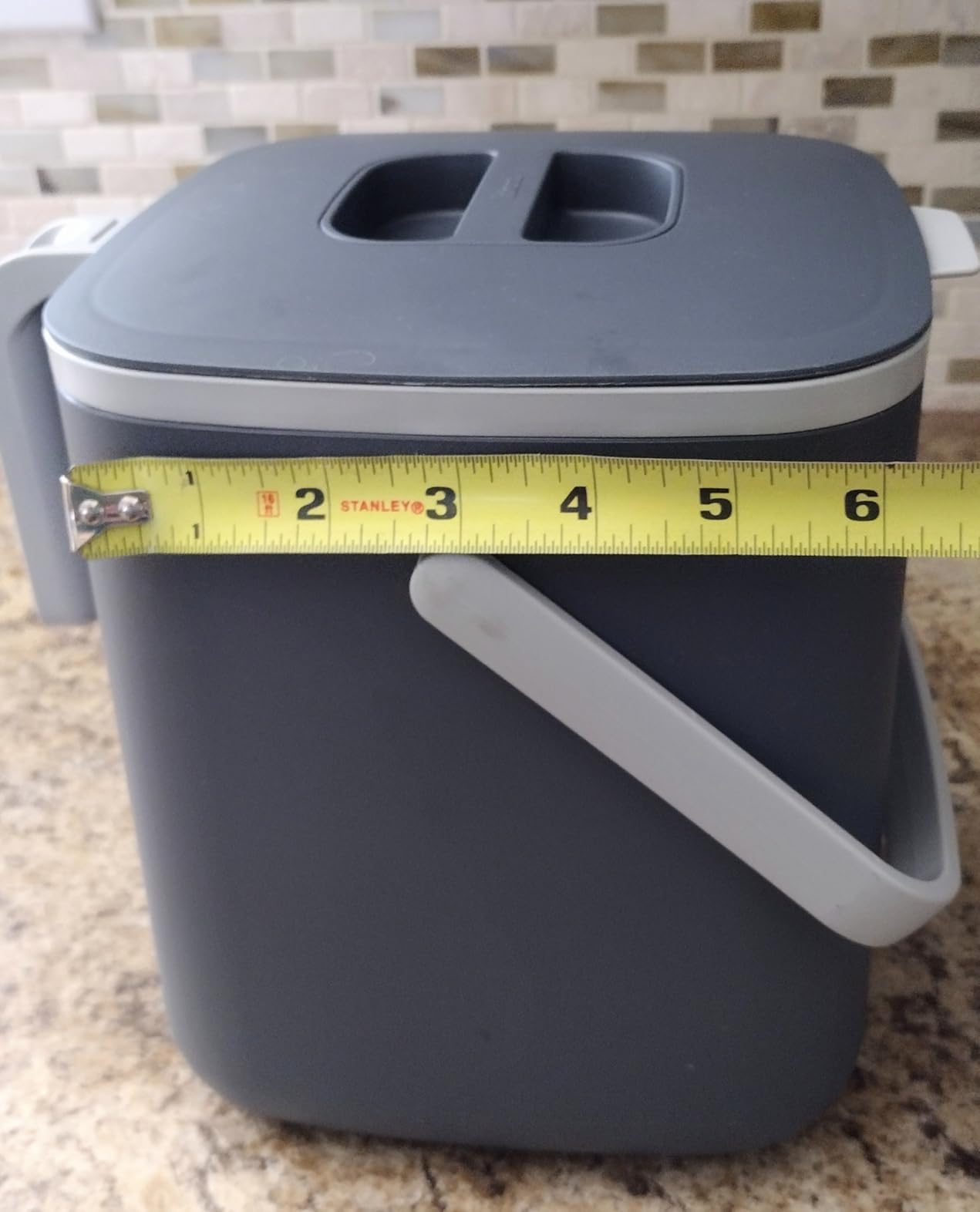 Blue Ginkgo Kitchen Compost Bin, 5L Countertop Compost Bin, Dark Grey - Odor-Tight, Filter-Free, Dishwasher Safe customer photo 1