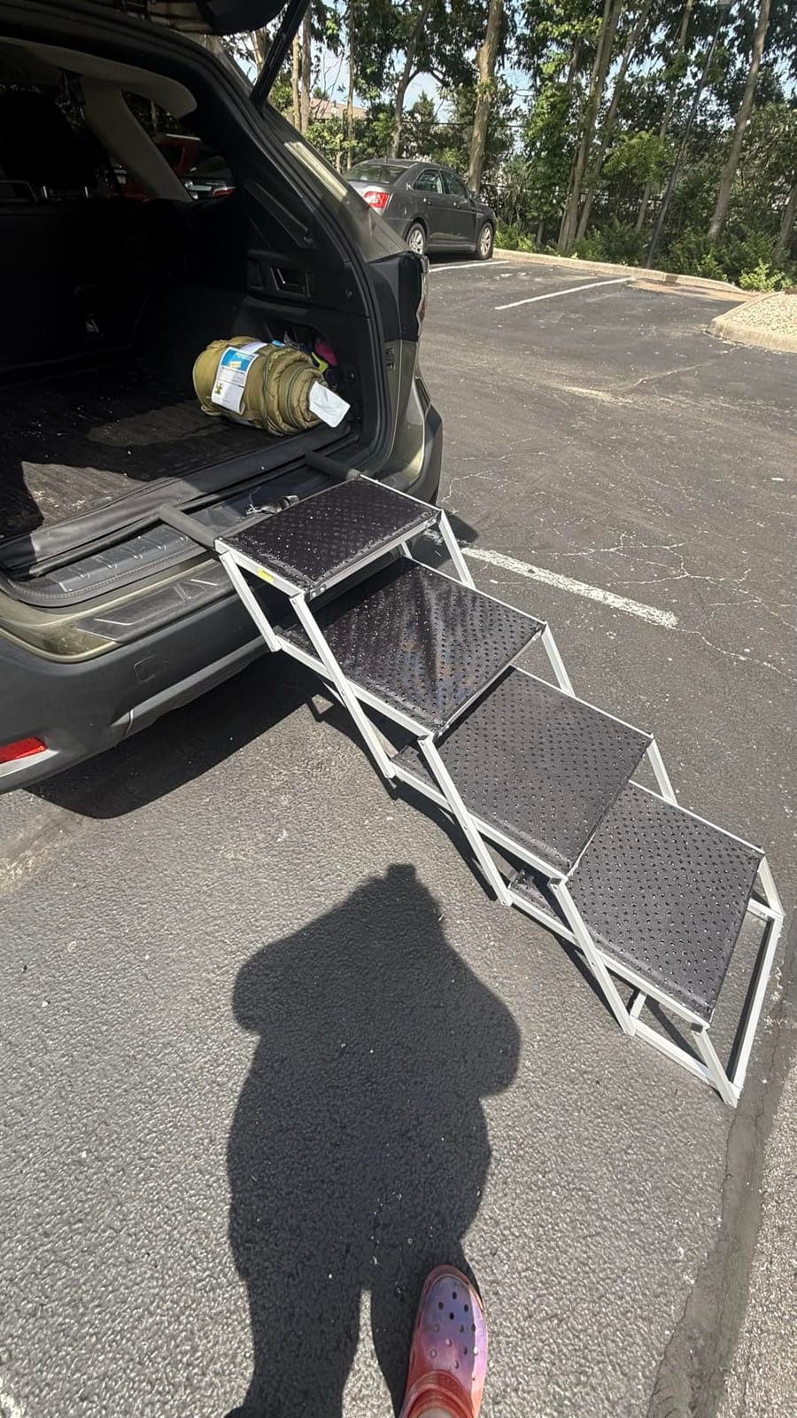 Extra Wide Dog Stairs for Large Dogs, Foldable Dog Ramp for Car with Non-Slip Surface, Dogs Stairs for Cars, High Beds, Truck, Supports up to 250 lbs, 4 Steps customer photo 2