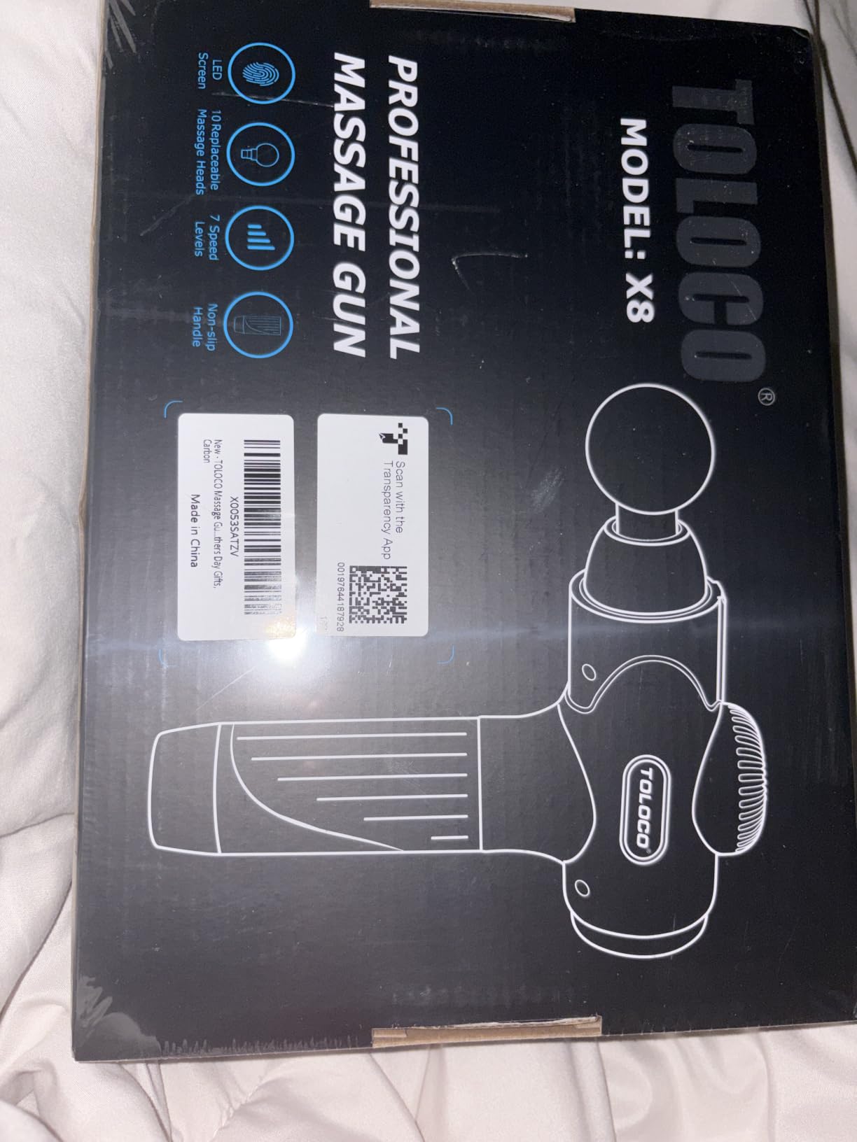 TOLOCO Massage Gun Deep Tissue, Percussion Massage Gun with 10 Replacement Heads, Super Quiet Portable Electric Massager for Athletes, Relax, Fathers Day Dad Gifts, Black customer photo 2