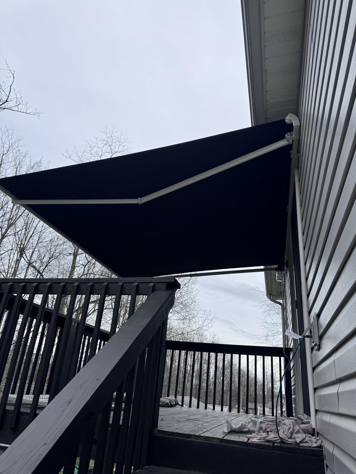 Outsunny 12' x 10' Electric Awning Retractable UV Protection Black | UV Protection, Shelter, Remote Controller, Manual Crank Handle, for Deck, Balcony, Yard customer photo 2