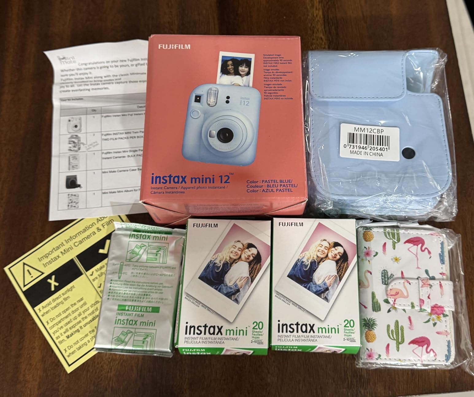Fujifilm Instax Mini 12 Instant Camera + MiniMate Accessory Bundle & Compatible Custom Case + Fuji Instax Film Value Pack (50 Sheets) Flamingo Designer Photo Album (Pastel Blue) customer photo 2