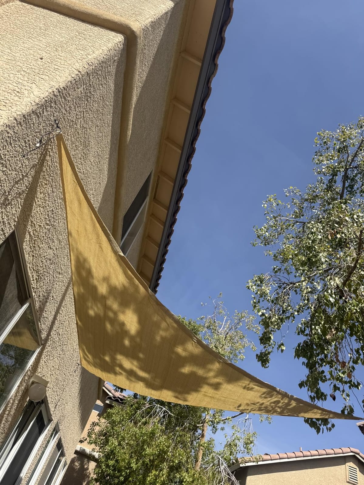 Amgo 16' x 16' x 22.6' Beige Triangle Sun Shade Sail for Patio | HDPE Water & Air Permeable Fabric, 95% UV Block customer photo 2