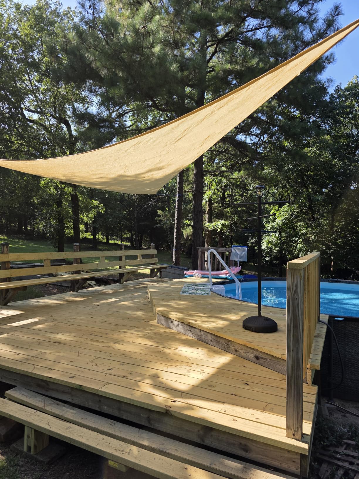 Amgo 10' x 10' x 14' Beige Right Triangle Sun Shade Sail UPF50+ Canopy Awning AGSLT, 95% UV Blockage, Water & Air Permeable, 200GSM Heavy Duty Commercial and Residential customer photo 1