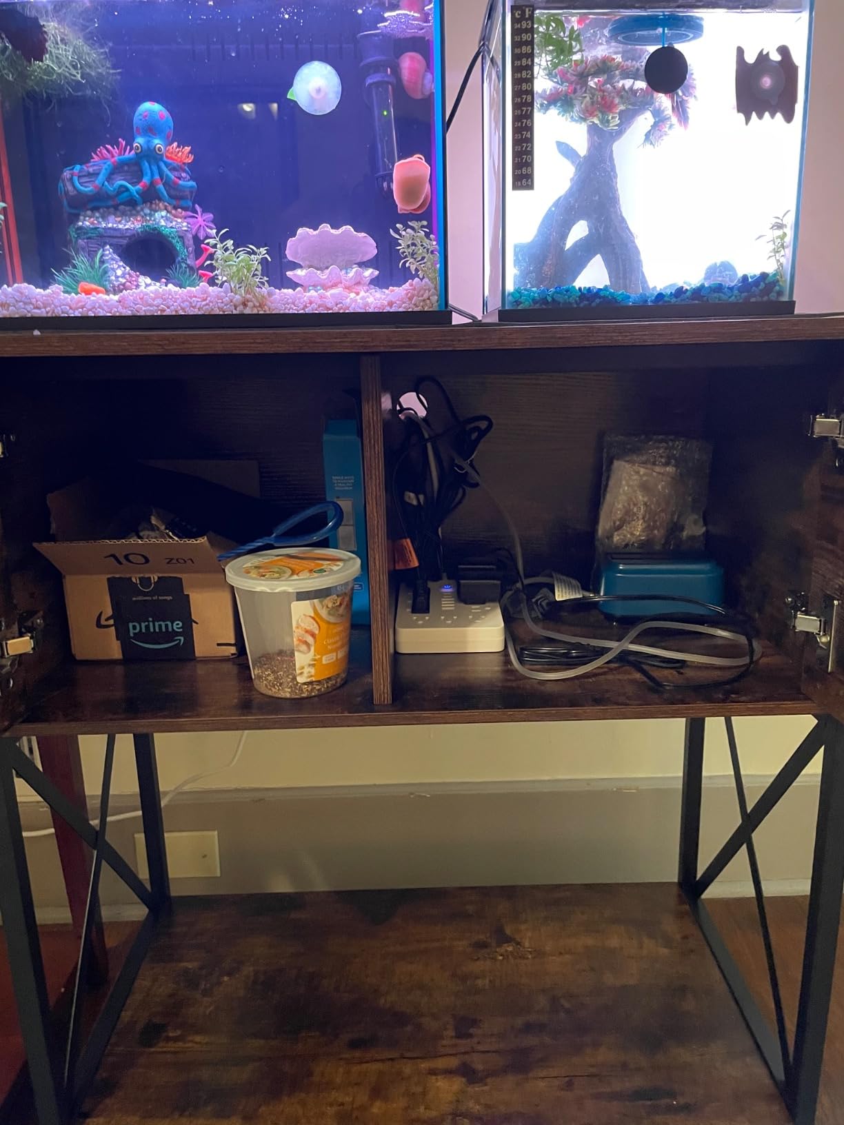 Herture 20-29 Gallon Aquarium Stand Metal Frame Fish Tank Stand with Cabinet Storage, for 20 Gallon Long Aquarium, 30.7