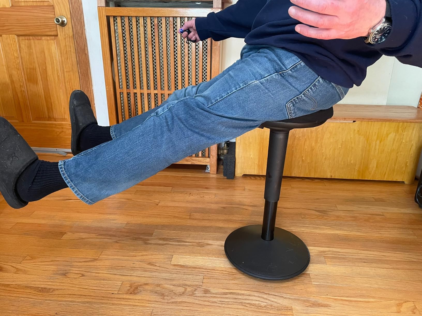 Adjustable Standing Desk Chair - Active Sitting Wobble Stool for Core Strength & Posture, 360 Degree Swivel Leaning Perch Seat for Adults Home Office, Black customer photo 2
