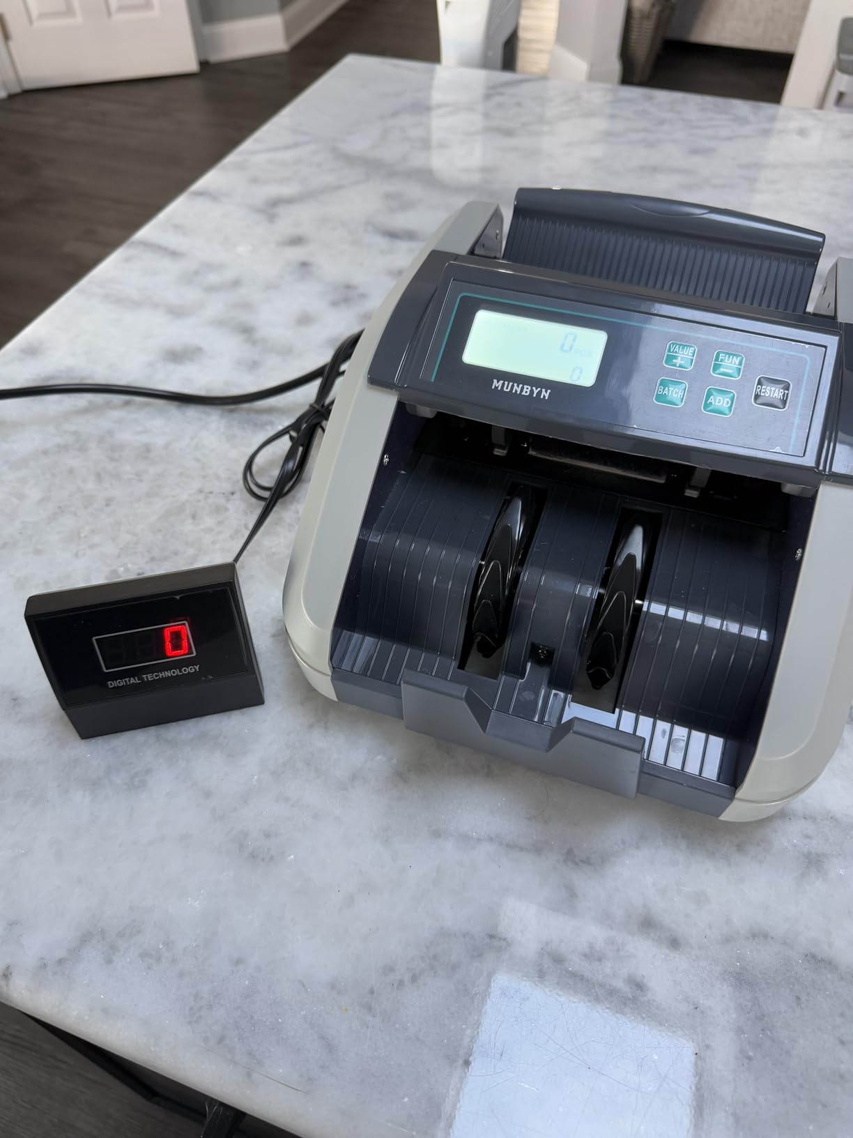 MUNBYN IMC51 Money Counter Machine Count Value, Add+Batch/Add+Value Mode Bill Counter, UV/MG/IR/MT Detection, USD only Cash Counter, 1100 Bills/min, LCD Display customer photo 1