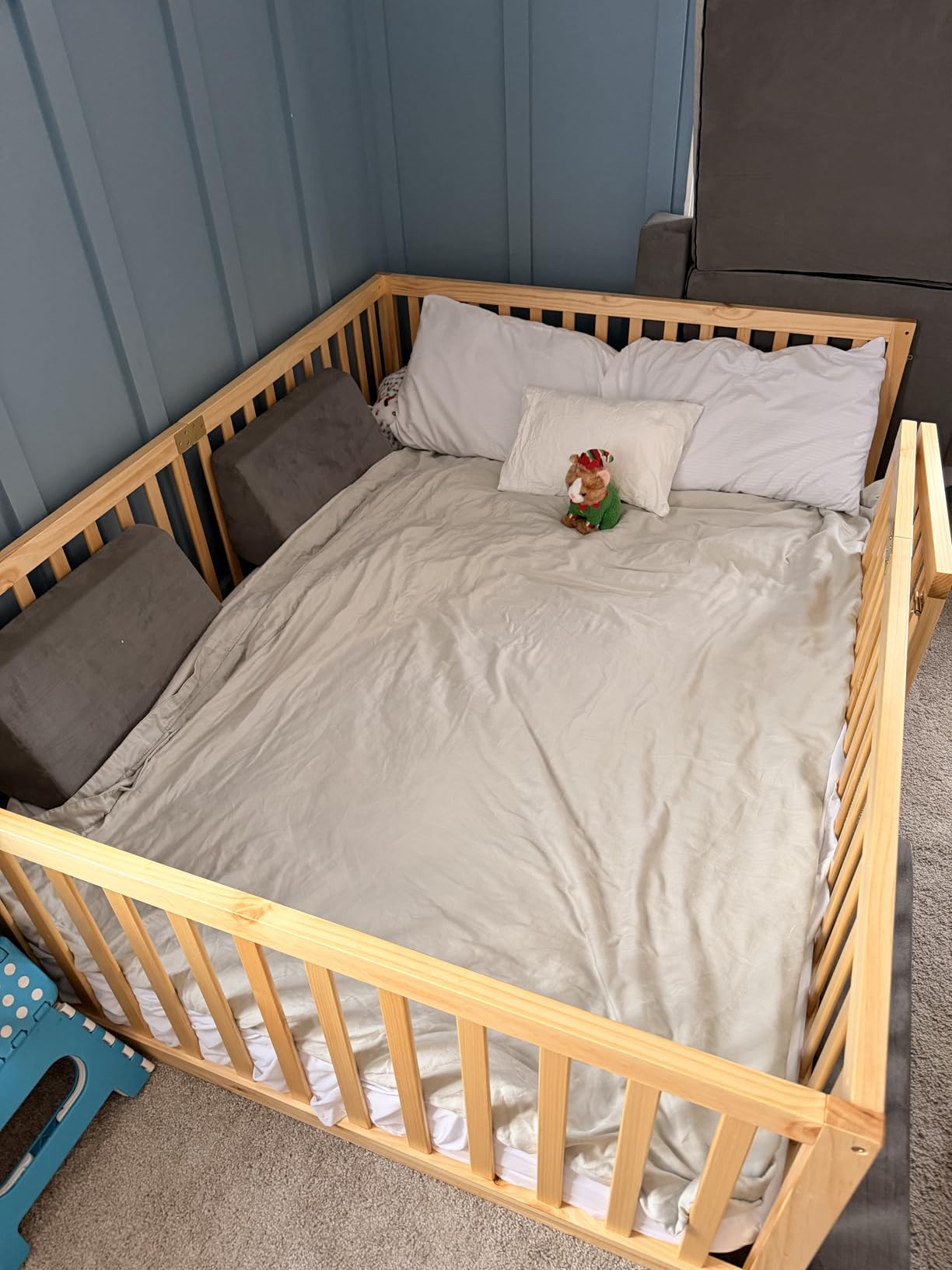 Tatub Twin Montessori Floor Bed with High Rails, Solid Wood Montessori Bed Frame for Kids, Door Can Install Left and Right, Twin-Nature customer photo 2