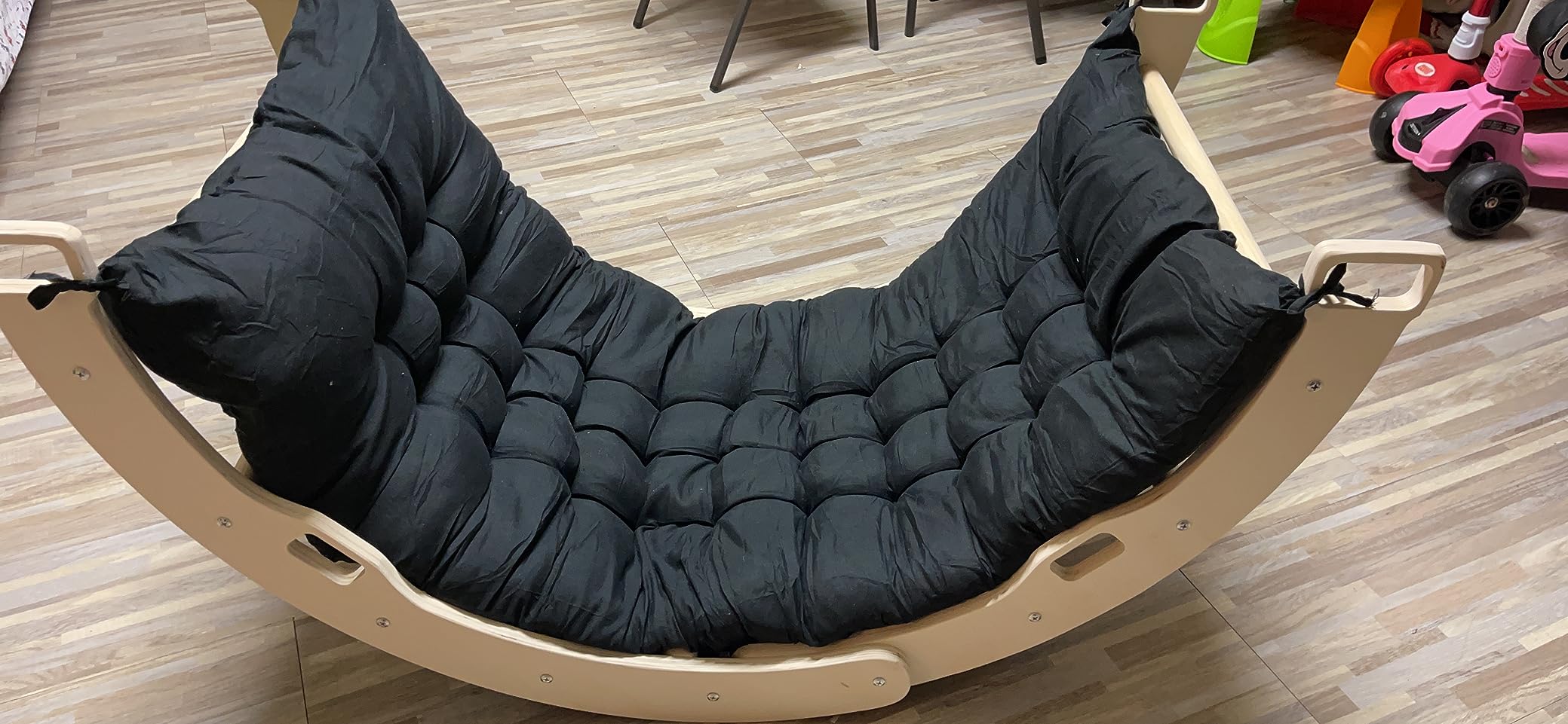 Kids Climber Arch Rocker with Cushion, Montessori Climber Climbing Toys | Arch Climber Wooden Indoor Playground with Cushion for Kids, Large Children Arch Climbing for Toddler Indoor Black customer photo 1