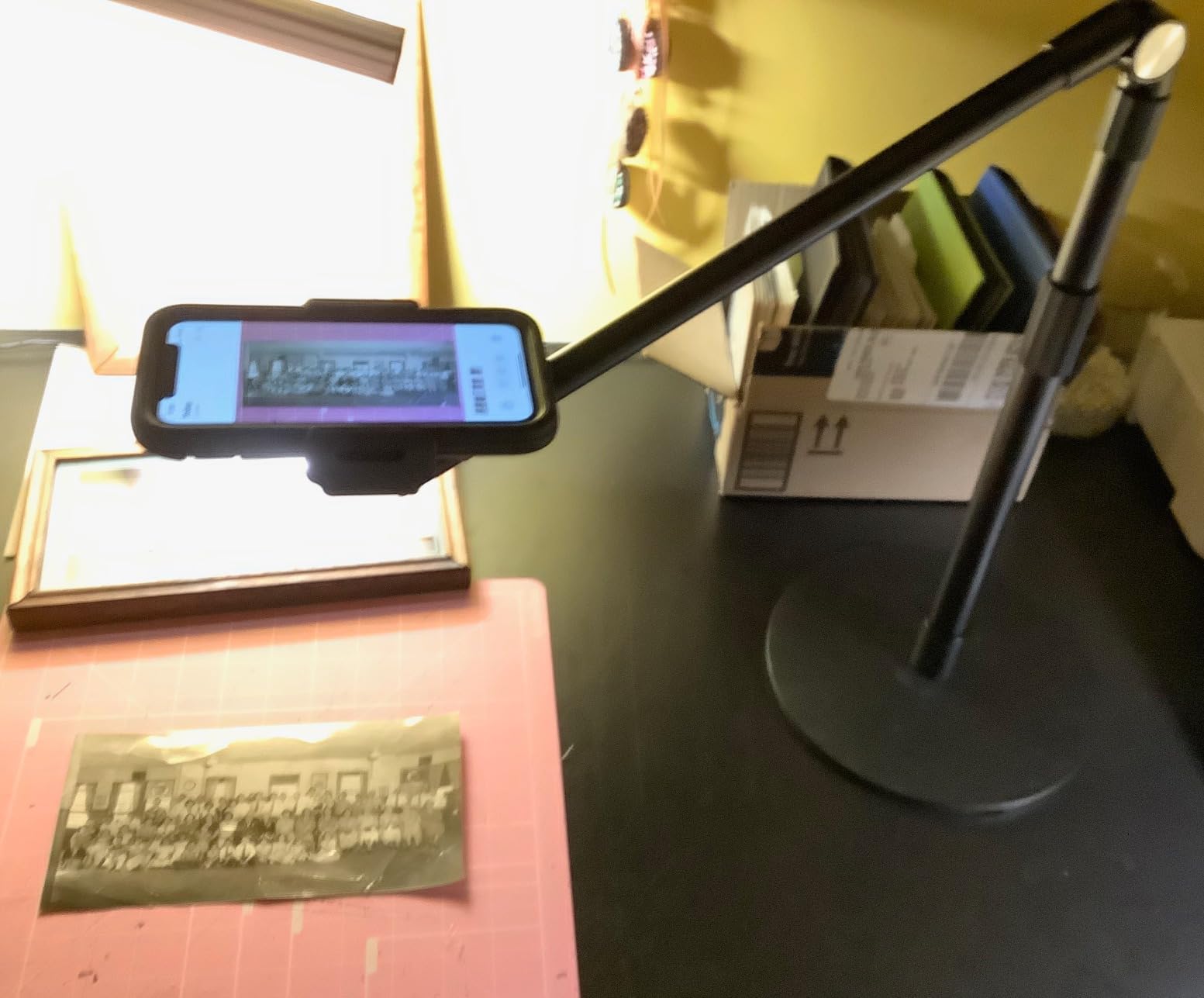 elitehood Overhead Phone Stand, Overhead Tripod for iPhone Desk Recording | Heavy Duty Aluminum, 15in Long Arm, 360 Swivel Tilt Overhead Phone Holder Mount for Video Recording Filming Painting Cooking customer photo 1
