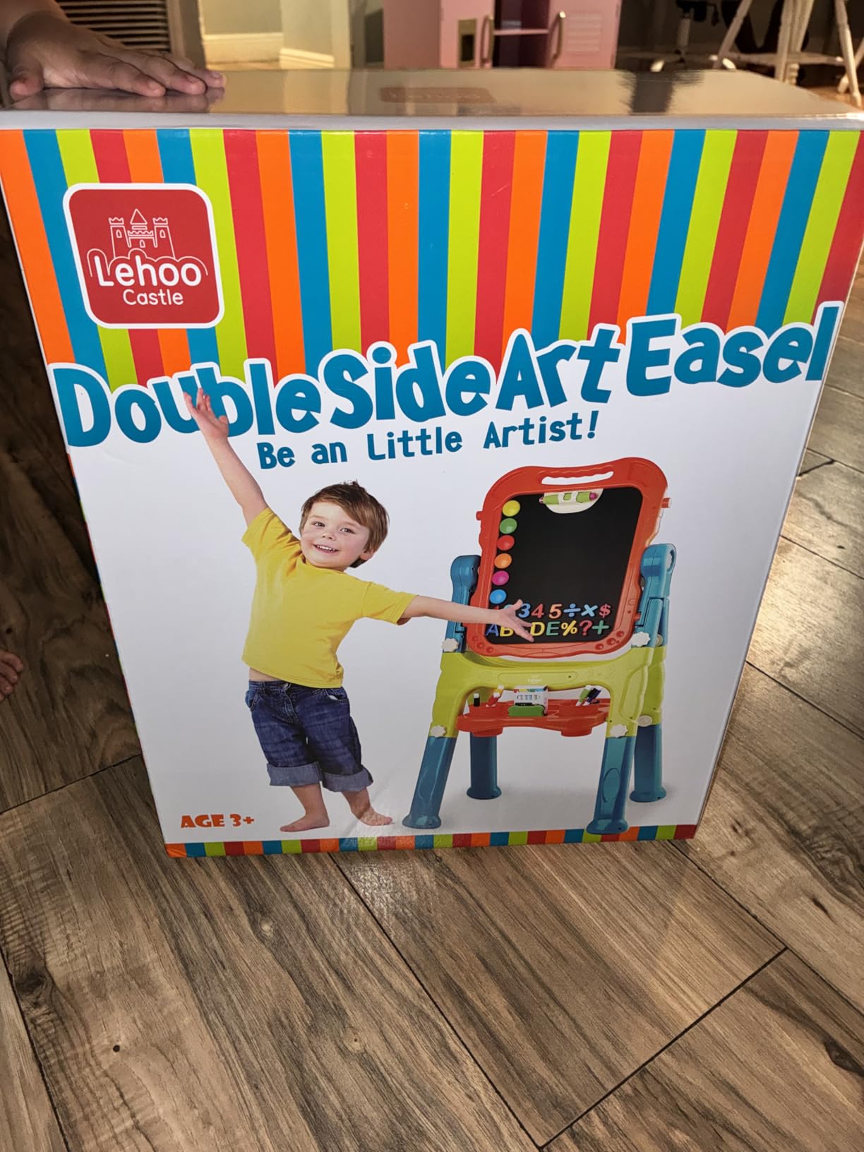 Lehoo Castle Easel for Kids 3-5, Magnetic Chalkboard Whiteboard (Blue) | Toddler Art Easel with Drawing Accessories, Adjustable Heights, Foldable, Gifts for 3 4 5 Year Old Girls Boys, Preschool Toys customer photo 2
