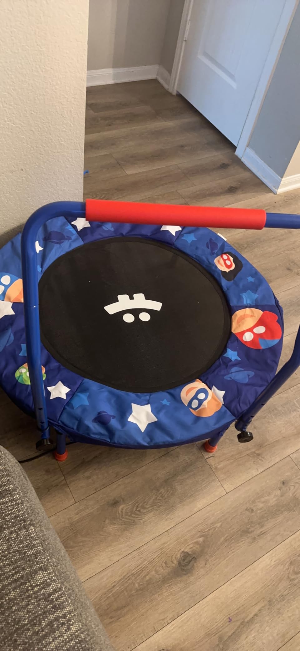Happin 36'' Toddler Trampoline Indoor, Foldable Mini Trampoline for Kids Ages 2-6, ASTM Certified, Adjustable Handle, Safety Pad for Indoor & Outdoor, Baby Trampolines, for Boy & Girl customer photo 1