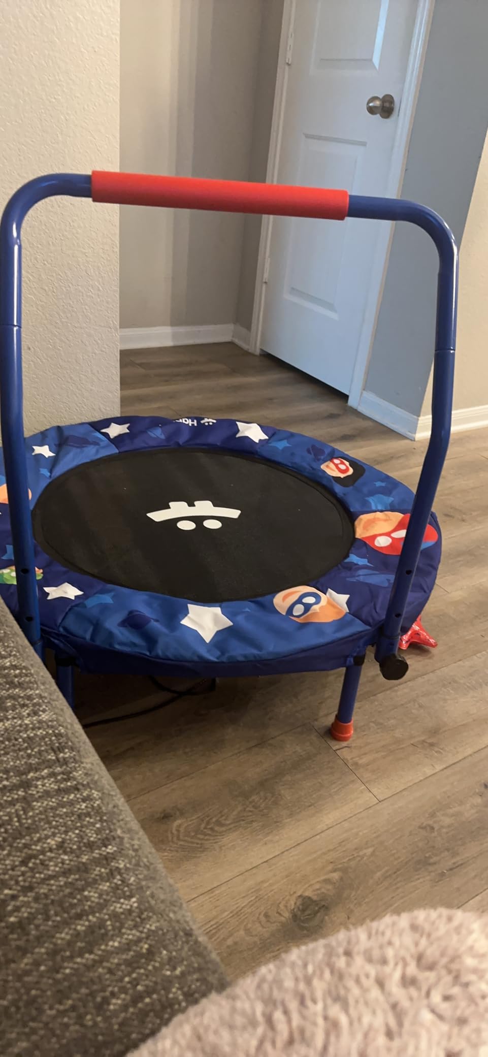 Happin 36'' Toddler Trampoline Indoor, Foldable Mini Trampoline for Kids Ages 2-6, ASTM Certified, Adjustable Handle, Safety Pad for Indoor & Outdoor, Baby Trampolines, for Boy & Girl customer photo 2