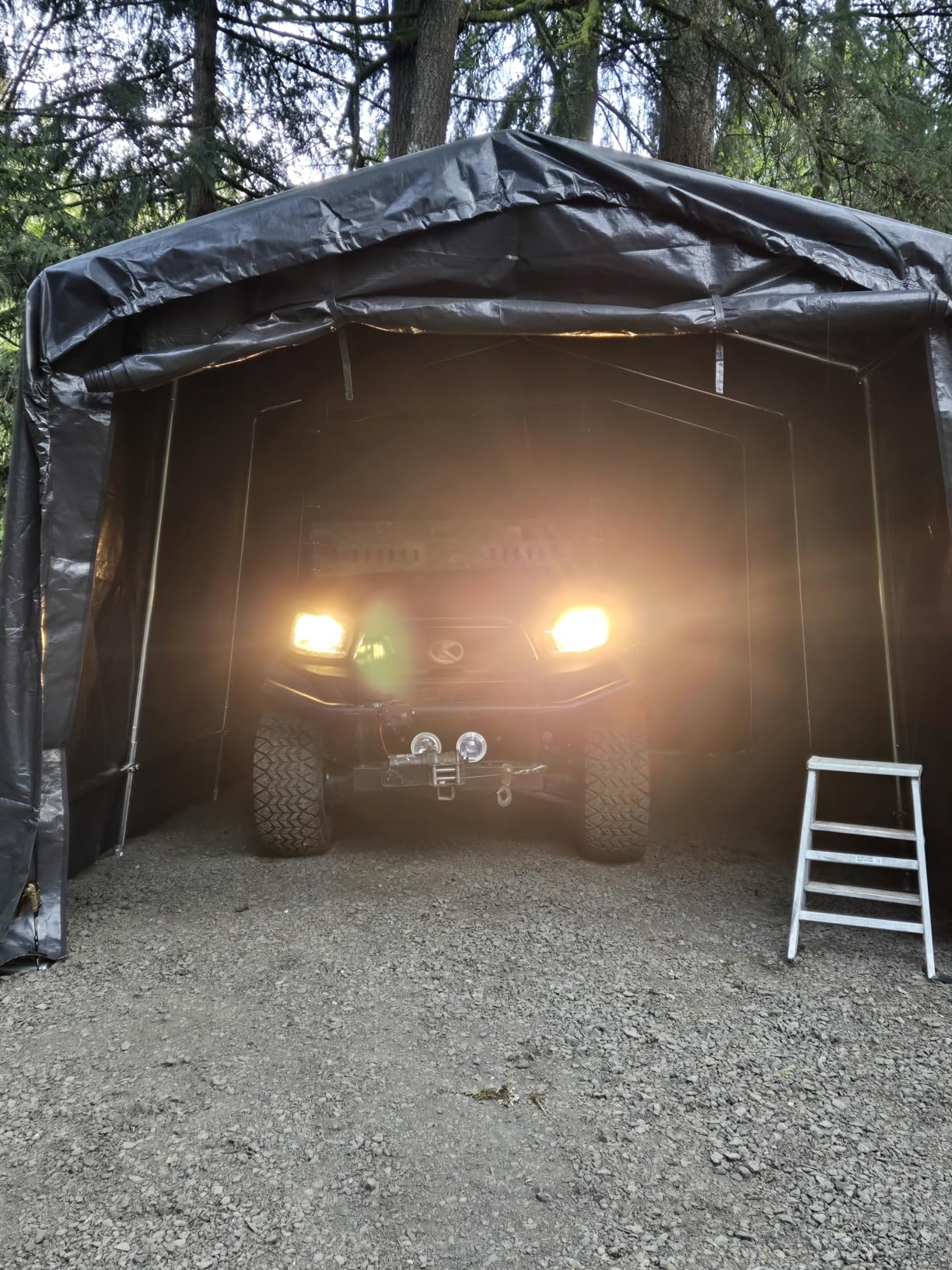 KING BIRD 10' x 20' Round Style Garage Carport Shelter with Roll-up Ventilated Windows Heavy Duty Storage Portable Canopy Storage Shelter Shed for Boat, Patio Furniture and Lawn Mower-Dark Gray customer photo 1