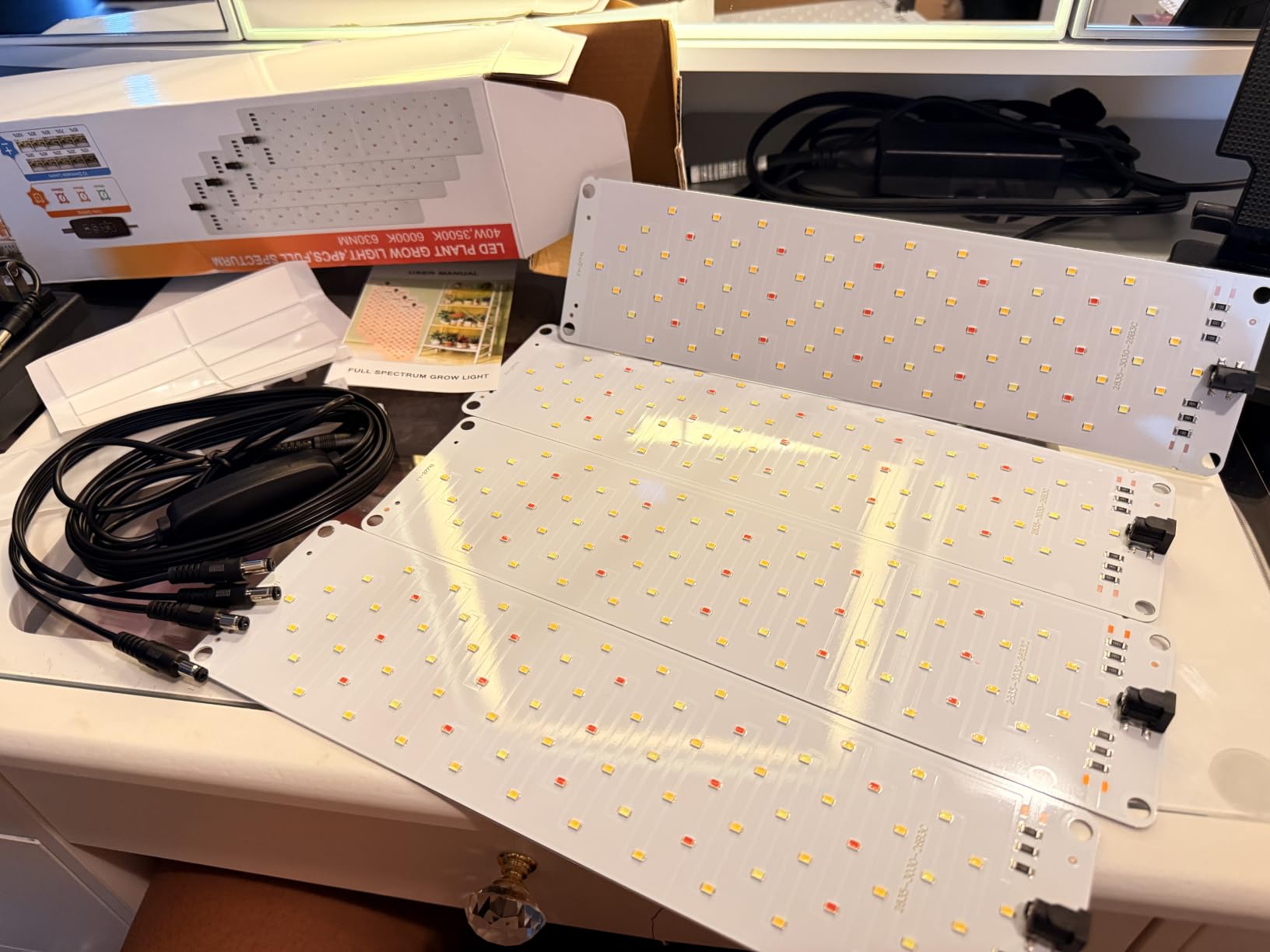 Grow Light,40W Ultra-Thin Panel Grow Lights for Indoor Plants,316LEDs Full Spectrum Grow Lights for Under Cabinet Plant, Grow Lamp with 3/9/12H Timer,10 Dimmable Levels for Plants Growing (4pcs) customer photo 2