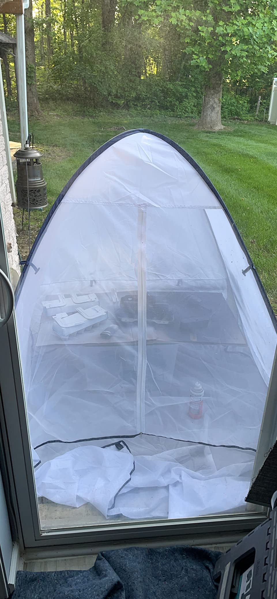 Portable Spray Paint Booth Tent: PLANTIONAL Spray Shelter with Waterproof Floor, Mesh Screen & Rear Vent, Hobby Paint Shield Tool Painting Station, Paint Tent for Spray Painting Furniture DIY, 7x4x4ft customer photo 2
