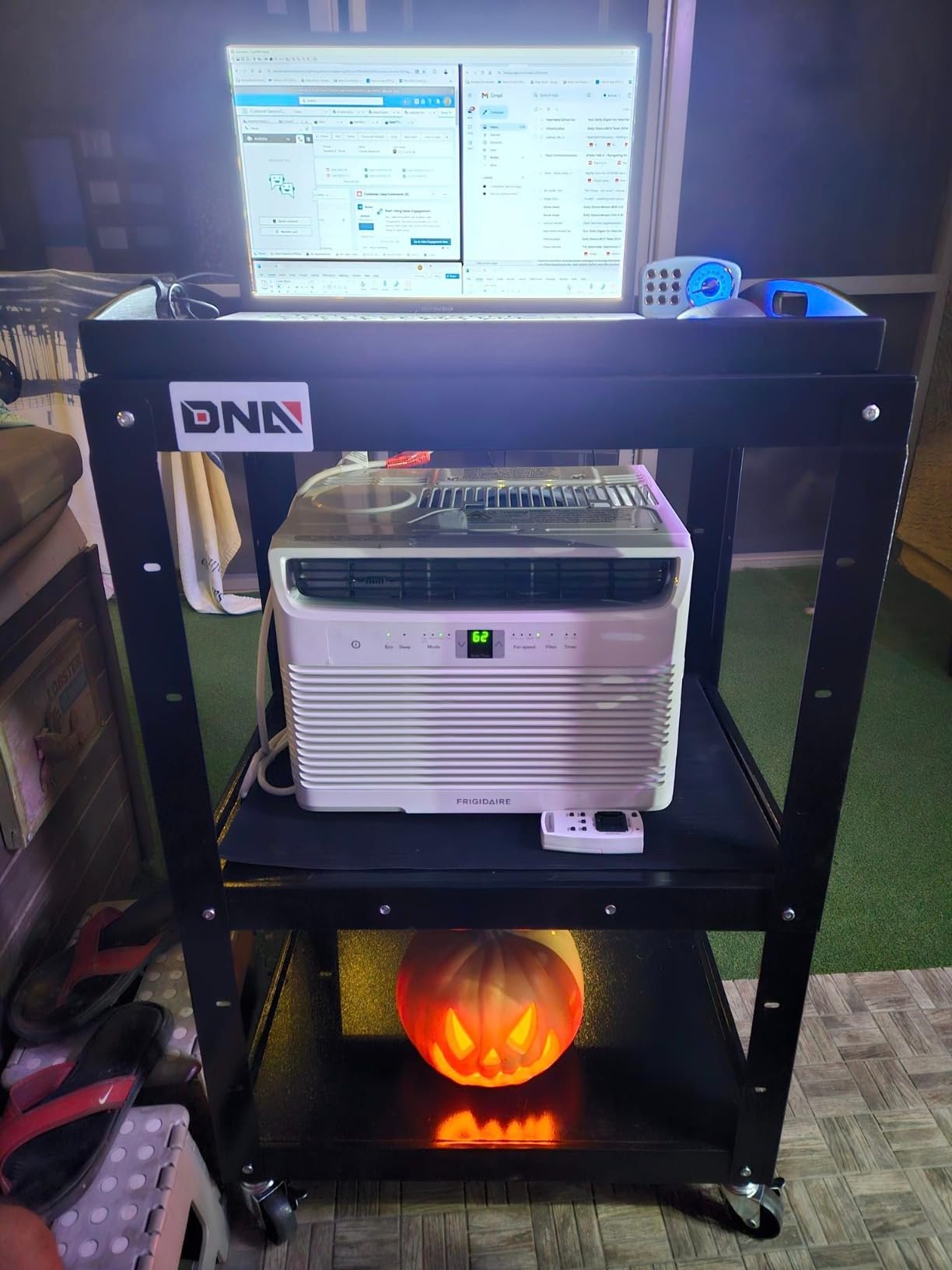 DNA Motoring Steel AV Cart with Extra Storage Cabinet, 30.8