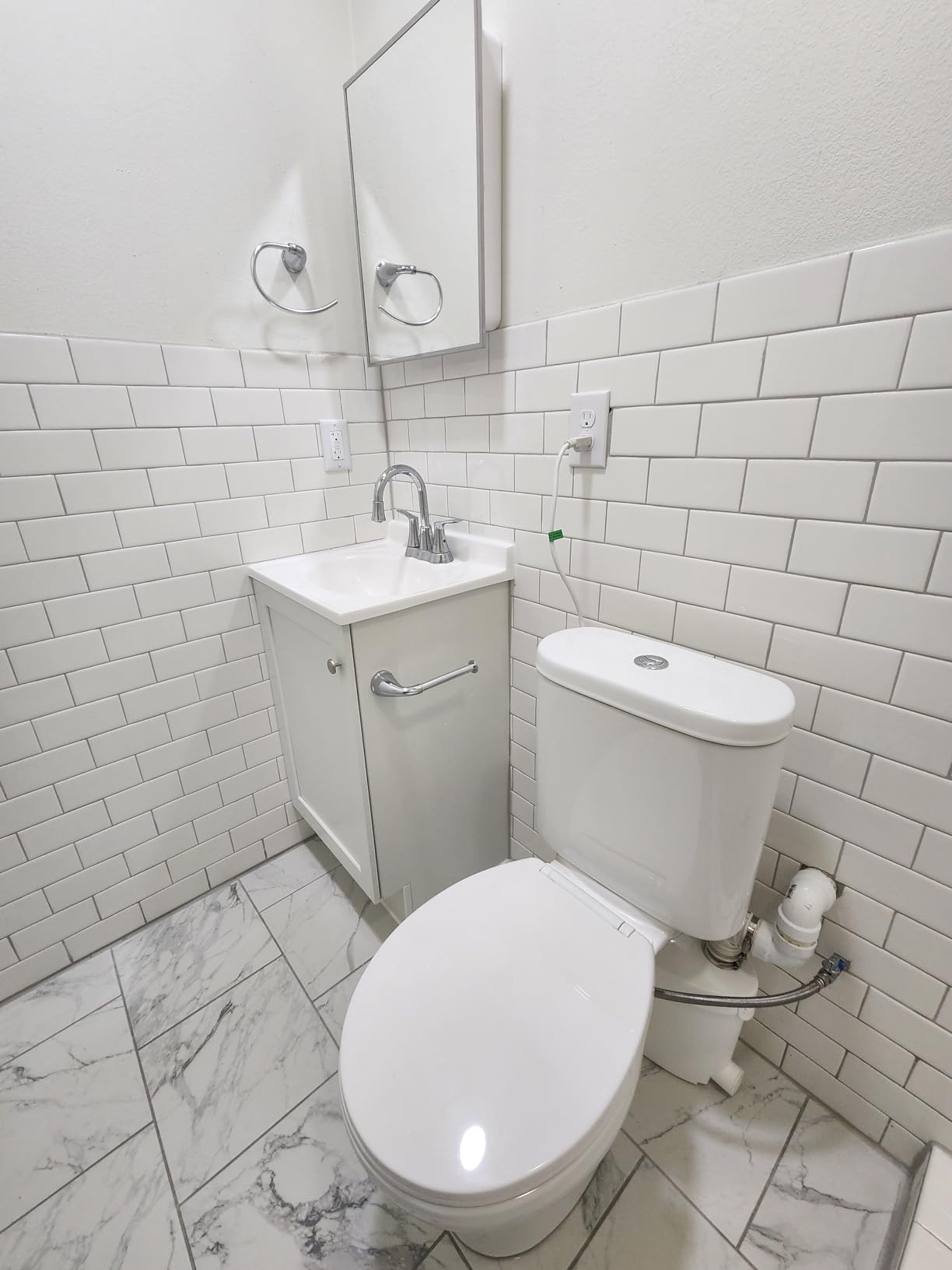 Simple Projec 600w Macerating Toilet System, Silent & Powerful | Upflush Upflow Toilet for Basement Included Macerator Pump with Ac Vent & 4 Water Inltes for Bathroom, 2-piece Kit customer photo 2