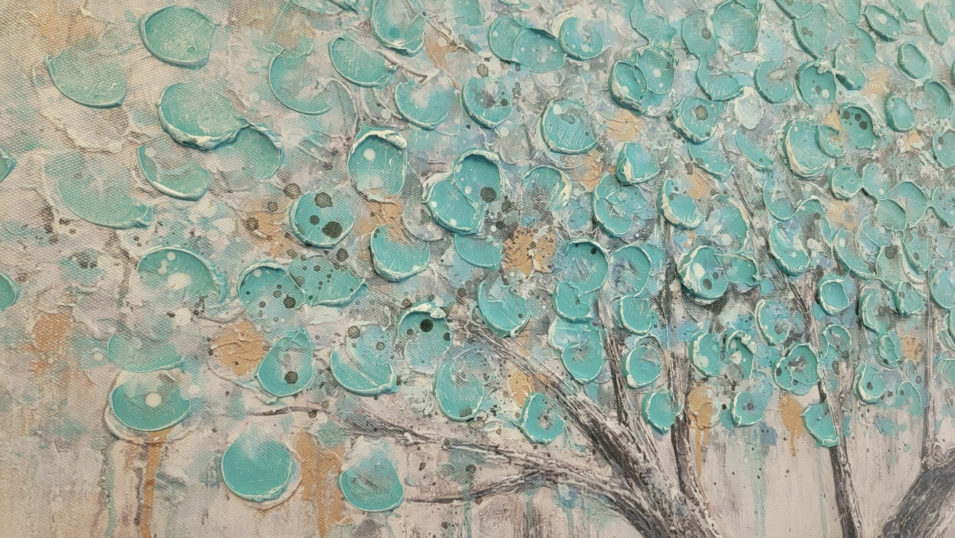 Arjun Framed Blue Tree Canvas Wall Art Extra Large Tree of Life Teal 58x29 | Living Room Bedroom Hand Painted Textured Painting Big Size Nature Picture Panoramic Landscape Artwork Home Office Wall Decor customer photo 2