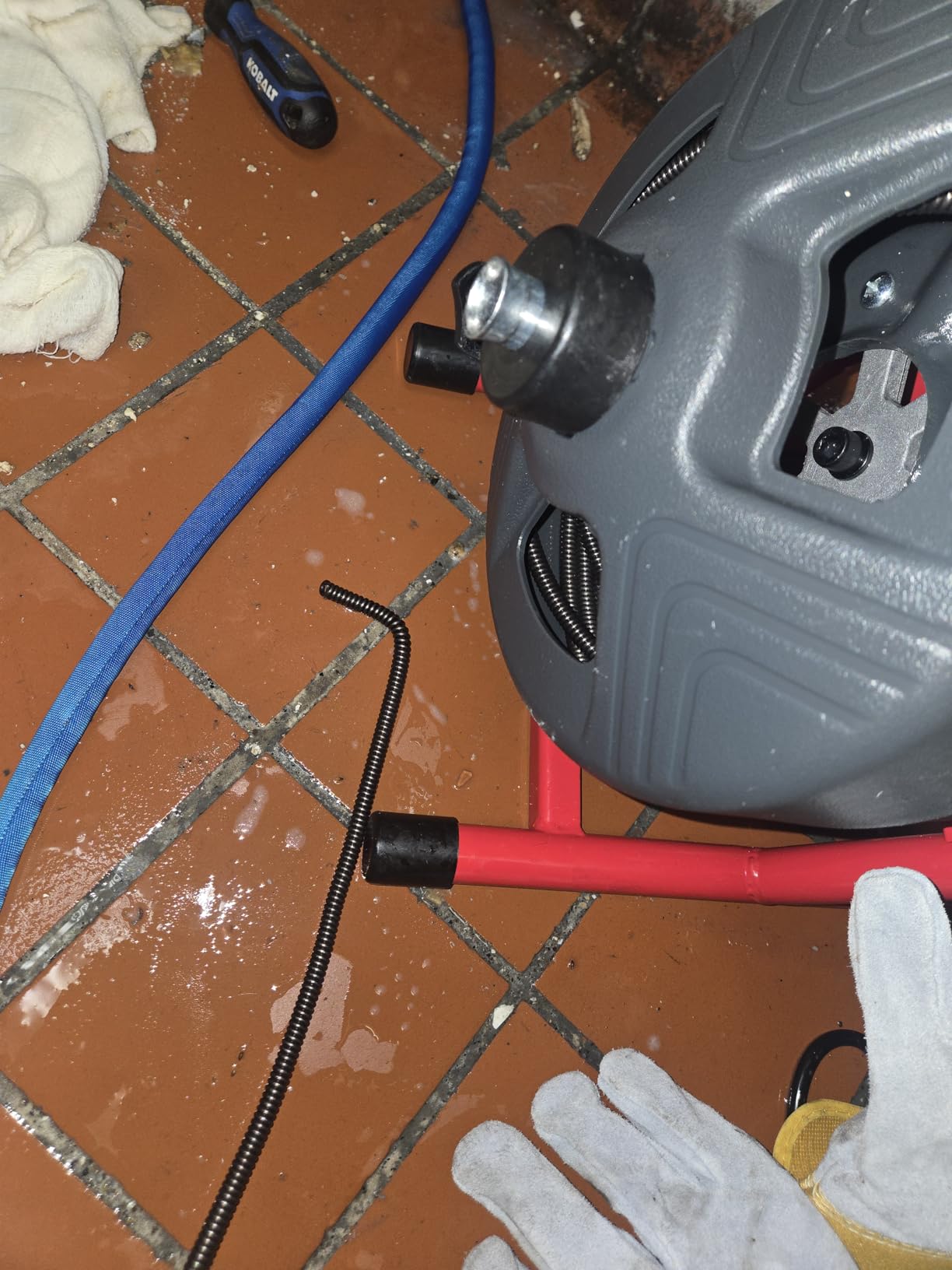 PIONEERWORKS 50Ft x 5/16 Inch Drain Cleaner Machine, Electric Drain Auger Professional for 3/4 to 3 Inch Pipes, Foot Switch with 6 Cutters, Glove, Drain Auger Cleaner Sewer Snake - DA04 customer photo 2