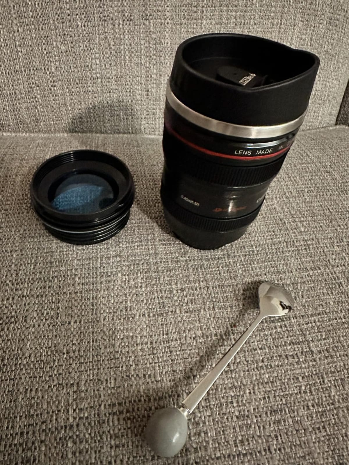 Camera Lens Coffee Mug,Travel Coffee Cup,Stainless Steel Lens Mug Thermos Camera Mugs with Lid and Spoon,Cool Gifts for Photographers Men and Women customer photo 2