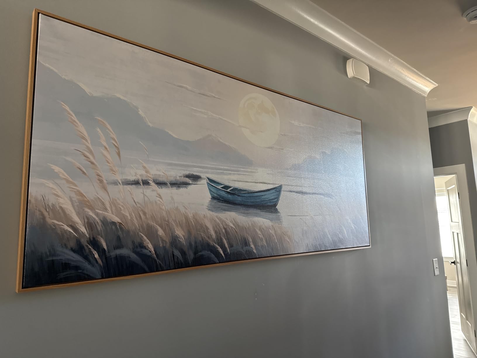 Canvas Wall Art Beach Décor Wall Picture Rustic Coastal Sand Canvas Print Ocean Nautical Painting Seascape Sea Bird Vintage Ship Boat Artwork for Seaside Living Room Bedroom Bathroom Decor Blue Large customer photo 1
