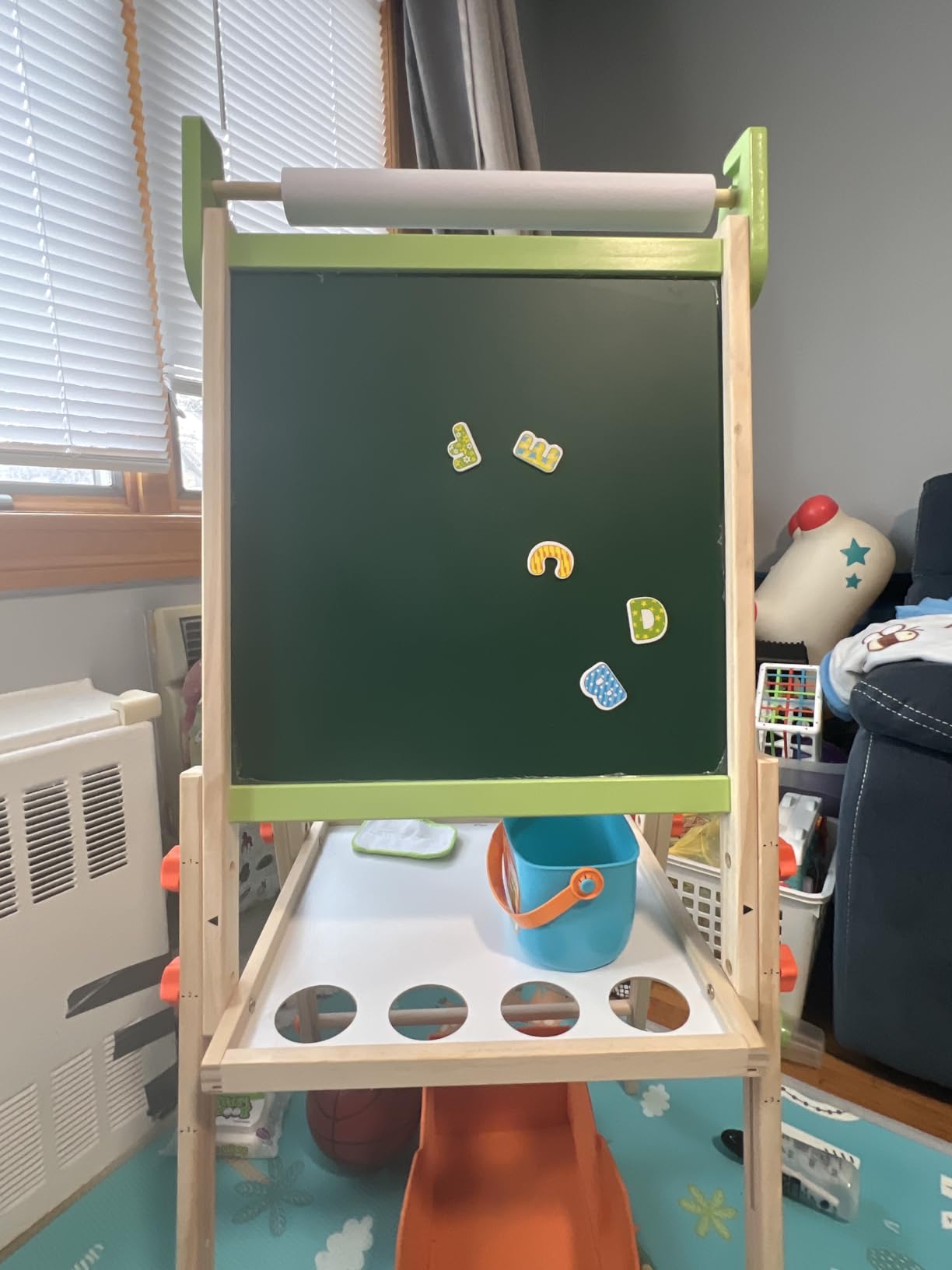 Kids Easel Including 100+ Accessories, Rundad Double Sided Wooden Easel for Kids Age 3-8 with Magnetic Chalkboard & Painting Board, Free Height Adjustable Art Easel Supplies for Toddlers customer photo 1
