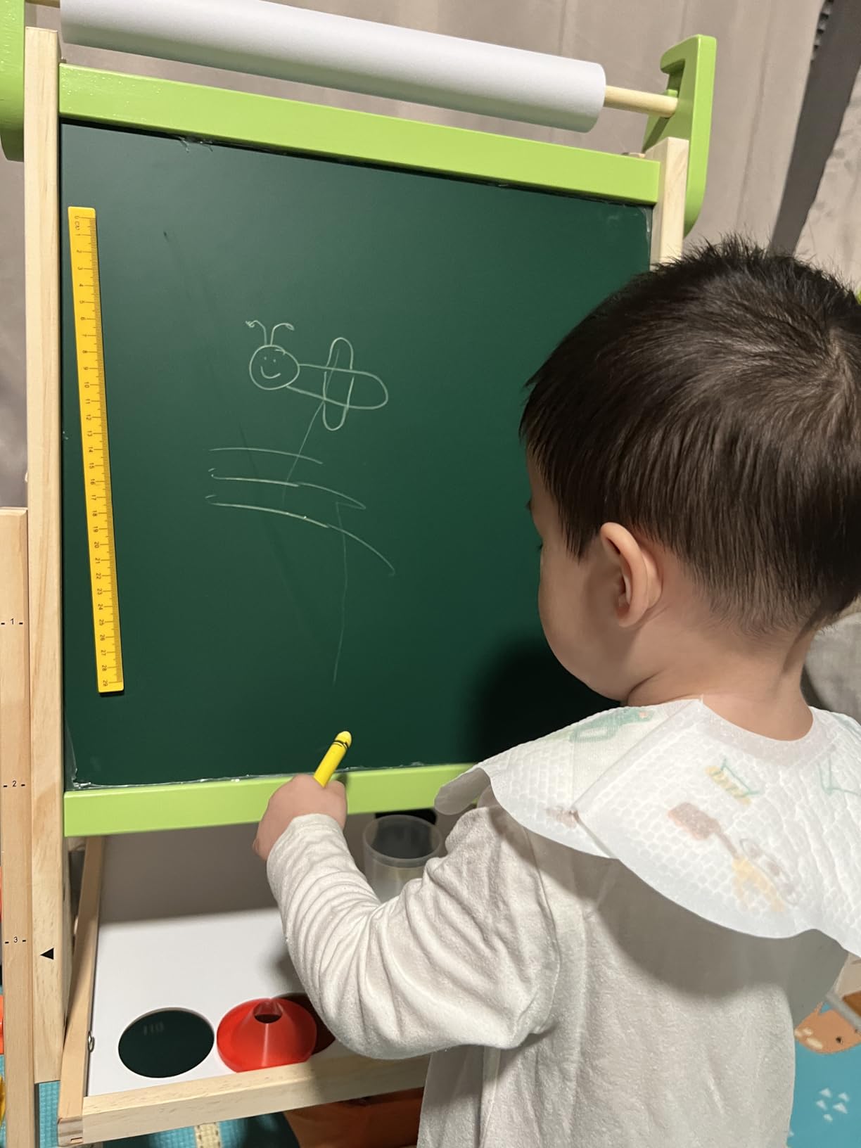 Kids Easel Including 100+ Accessories, Rundad Double Sided Wooden Easel for Kids Age 3-8 with Magnetic Chalkboard & Painting Board, Free Height Adjustable Art Easel Supplies for Toddlers customer photo 2