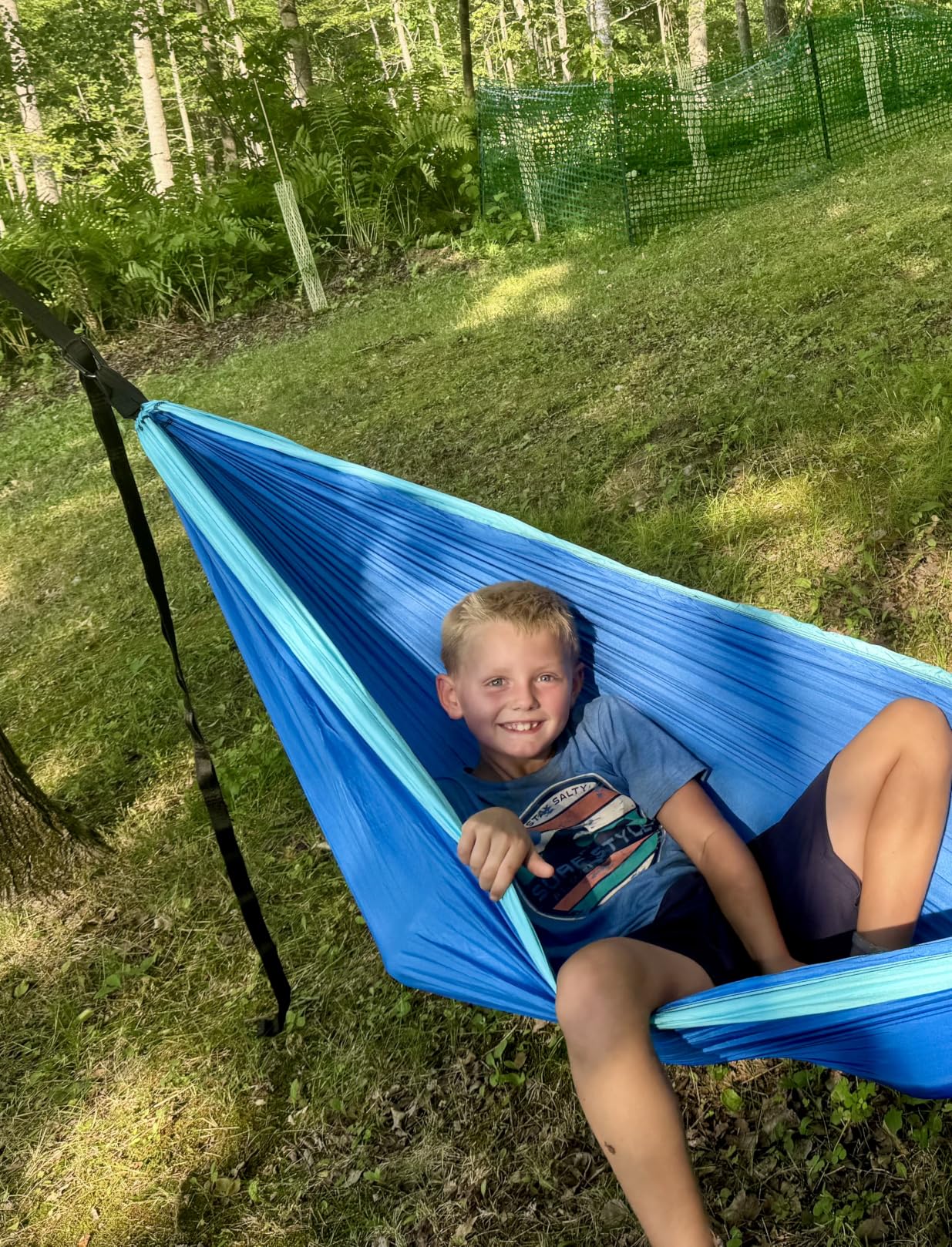 GORILLA GRIP Durable Camping Hammock with Heavy Duty Tree Straps, Portable Hammocks for Outside, Easy to Use Travel Swing Chair, Outdoor Camper Hiker Essentials, Backpacking Gear Gifts, Single, Blue customer photo 1