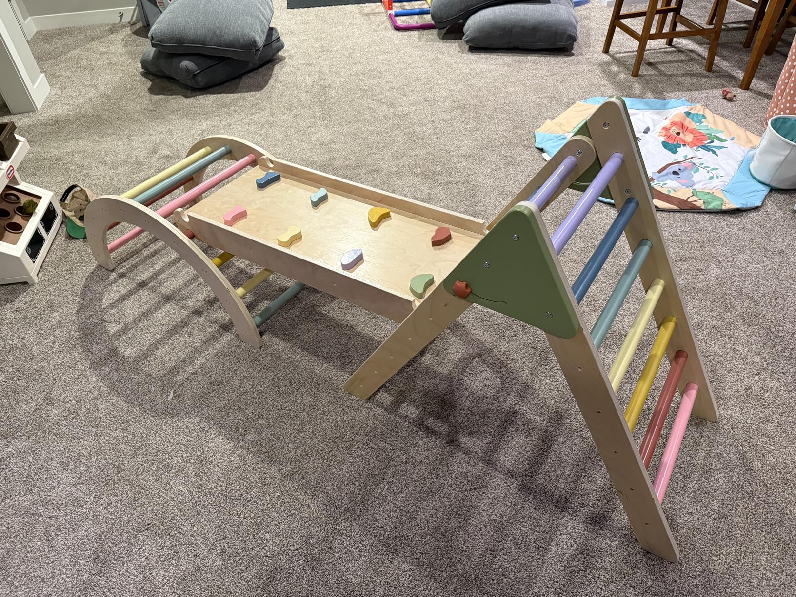 aiwo 7-in-1 Pikler Triangle Set Toddler Climbing Toys for 1+ Year Old Gift | Extra-thick wood, Foldable space-saving, Compact, Non-slip pads, Holds 2-3 kids, Montessori indoor toy, Slide & Arch customer photo 1