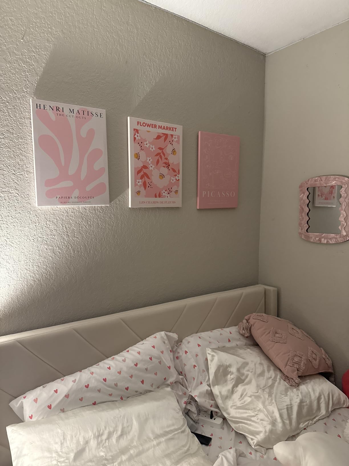 Djmwtb Picasso Matisse Wall Art Pink Canvas Art Prints Set of 3, 12x16in | Flower Market Wall Art Cute Wall Decor Paintings Pink Abstract Artwork Pictures for Girls Bedroom Dorm Framed customer photo 1