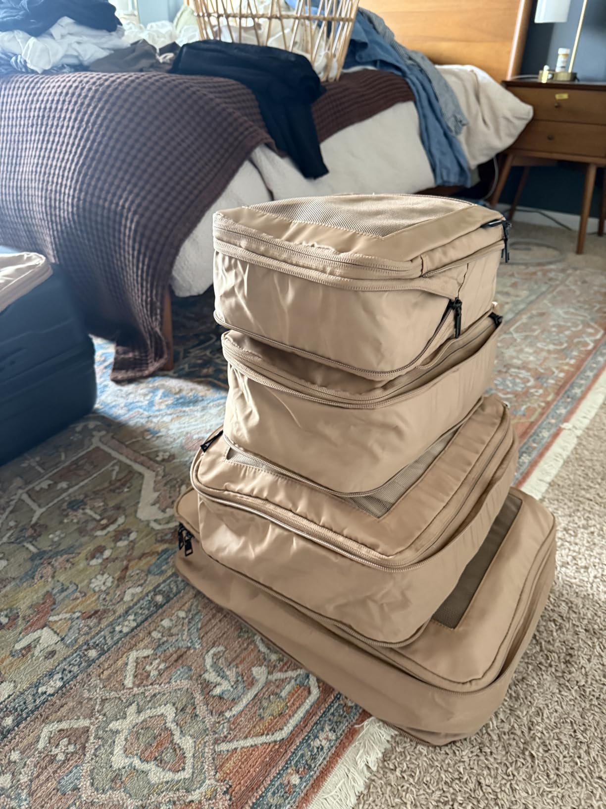 Aerotrunk Compression Packing Cubes for Travel - Luggage Organizer Bags - Double Zipper Packing Cubes for Suitcases (6-Pack, Beige) customer photo 1