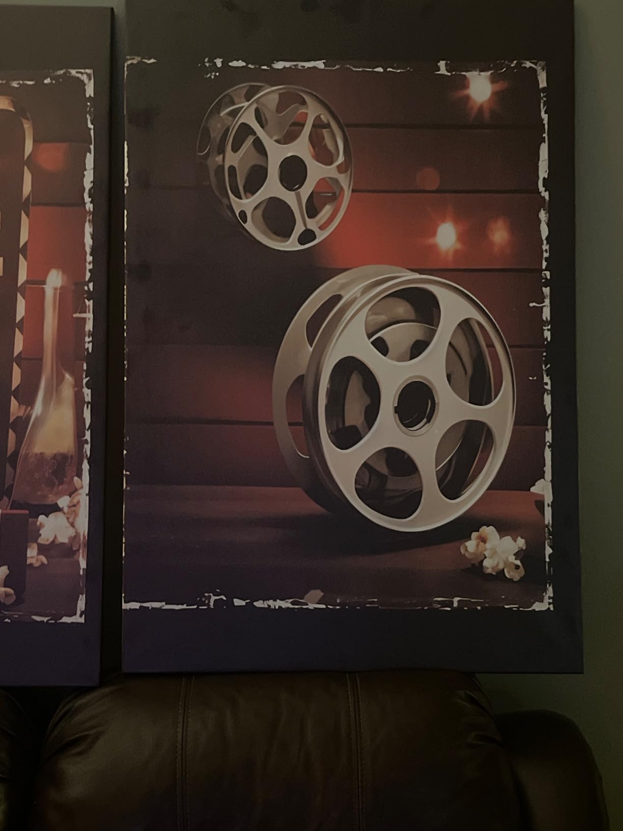 ZXHYWYM Wall Art 3 Piece Movie Sign Canvas Print Black and Red Popcorn Painting Modern Home Theater Room Media Cinema Wall Decor Frame (11x14x3) customer photo 1