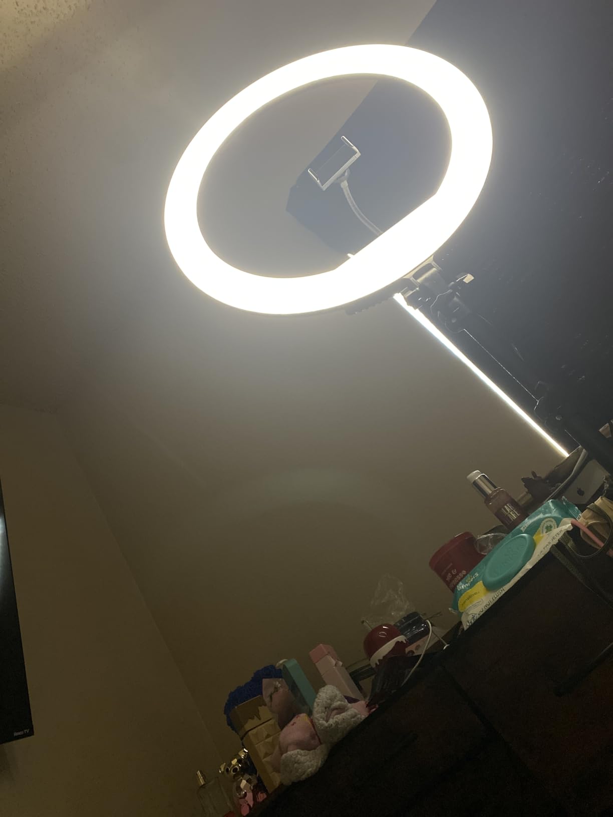 Hagibis 21 inch Ring Light with Stand Outer 55W 5600k Dimmable LED Light, Tripod Stand,and Phone Holder, Remote Controller, Carrying Bag, CRI 97+ 2540lux, for Streaming Home Office Zoom Call Lighting customer photo 1