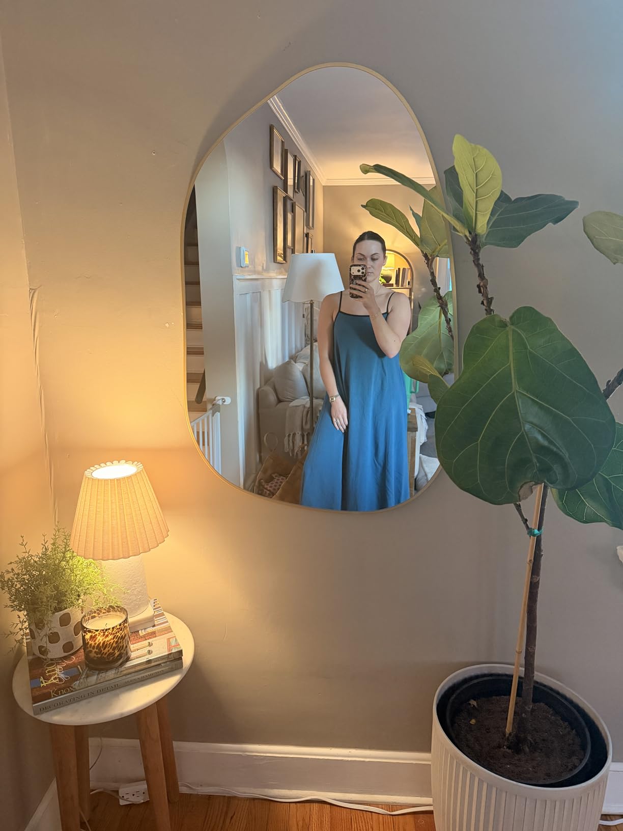 PERFNIQUE Irregular Wall Mirror Asymmetrical Mirror, 32''x24'' Gold Mirror for Bathroom Bedroom Living Room Entryway, Decorative Modern Boho Decor, Wall Mouted(Gold, 32''x24'') customer photo 1