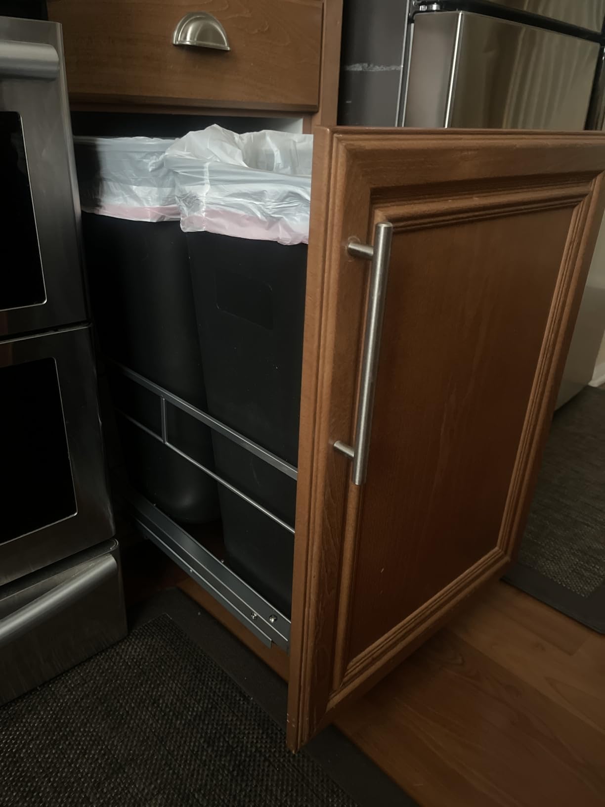 Insputer Dual Pull Out Trash Can Under Cabinet with Soft-Close Slides, Heavy Duty Under Sink Trash Can Kit for Kitchen Sink, Laundry, Garbage Can Not Included, Requires 17