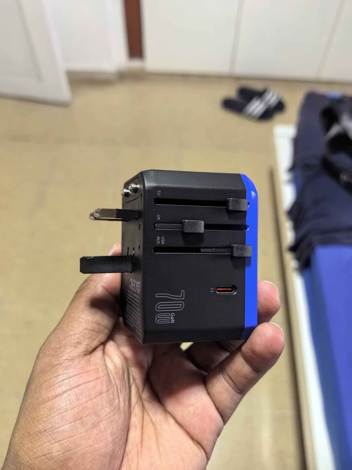 Ceptics 70W GAN Universal Travel Adapter, 2 USB-A, 3 USB-C, Universal Input | Type A, C, G & I Plugs for USA, EU, UK, AU & More, International Power Adapter, PD 70W USB-C, 6 in 1 World Travel Adapter customer photo 2