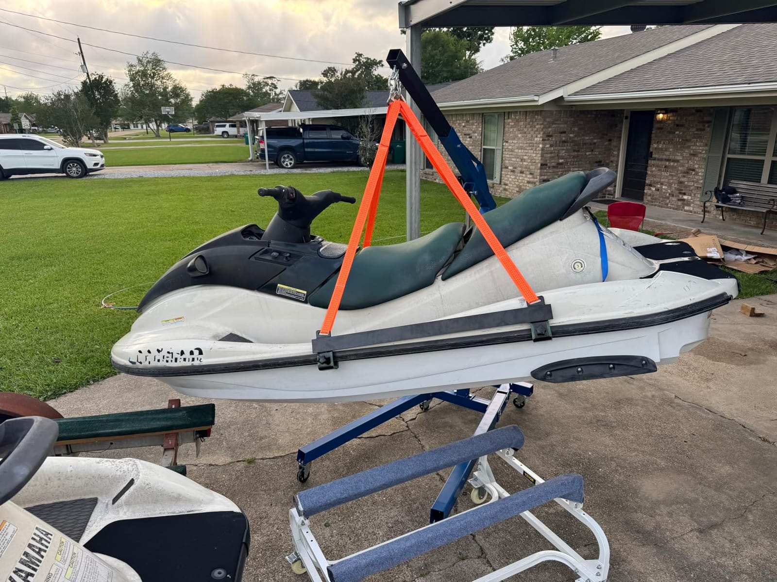 Watercraft Lift Sling 2800lbs Capacity 43'' Never Break Jet Ski Lift Sling | Steel Bracket with Anti Slip Strip,Thickened Polyester Lifting Suitable,for Personal Watercraft,PWC,Jet Ski customer photo 1
