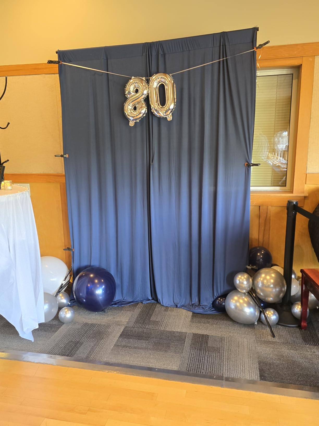 8x10FT Navy Blue Backdrop Curtains for Wedding Parties, Wrinkle Free Polyester Photography Backdrop Drapes for Graduation Baby Shower Birthday Stage Background Stand Decorations 4x10ft,2 Panels customer photo 1