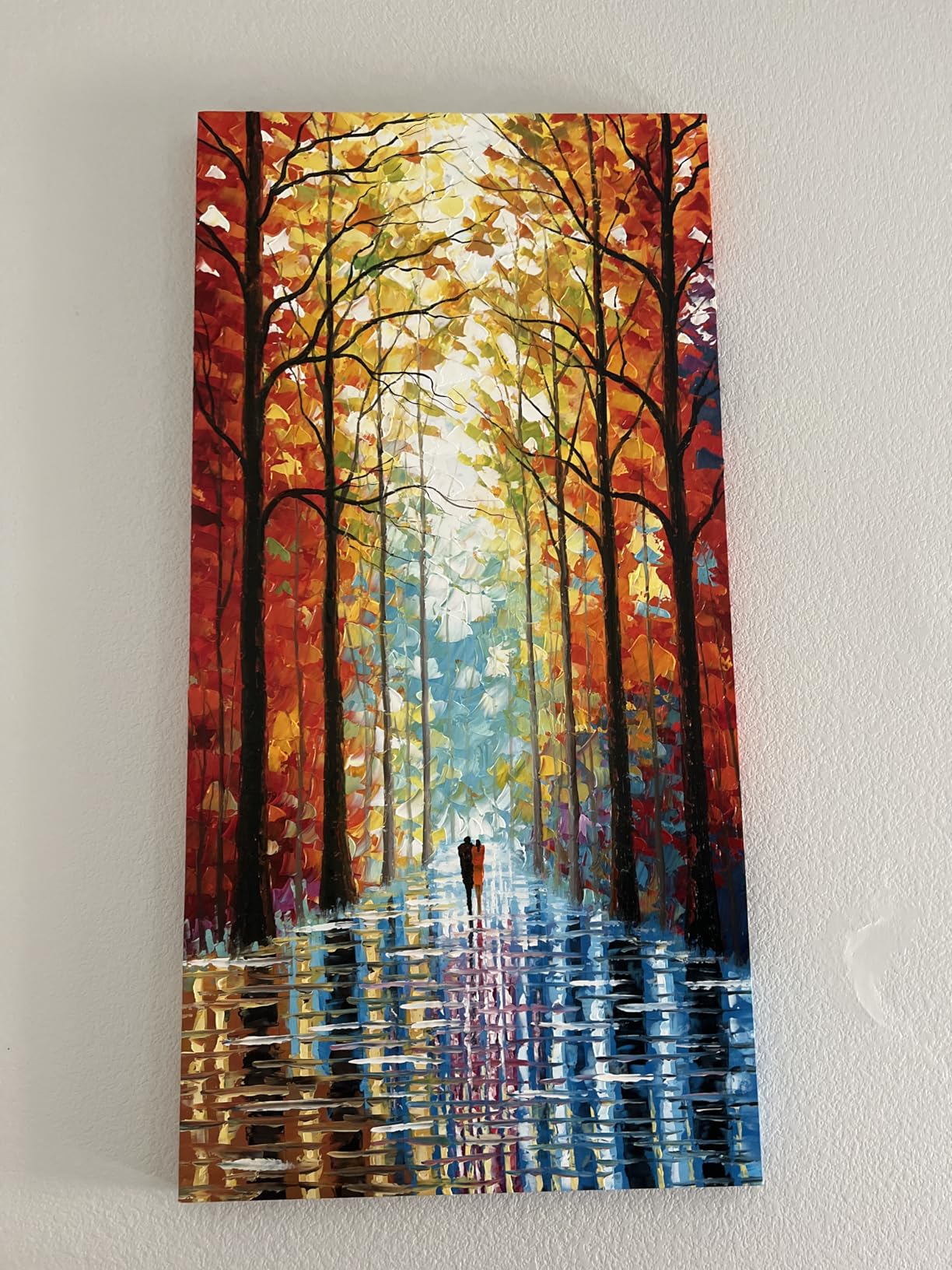 Art Hand-Painted Landscape Oil Painting Contemporary Abstract Vertical Canvas Frame Wall Art Living Room Bedroom Wall Decoration 47x23 Inches customer photo 2