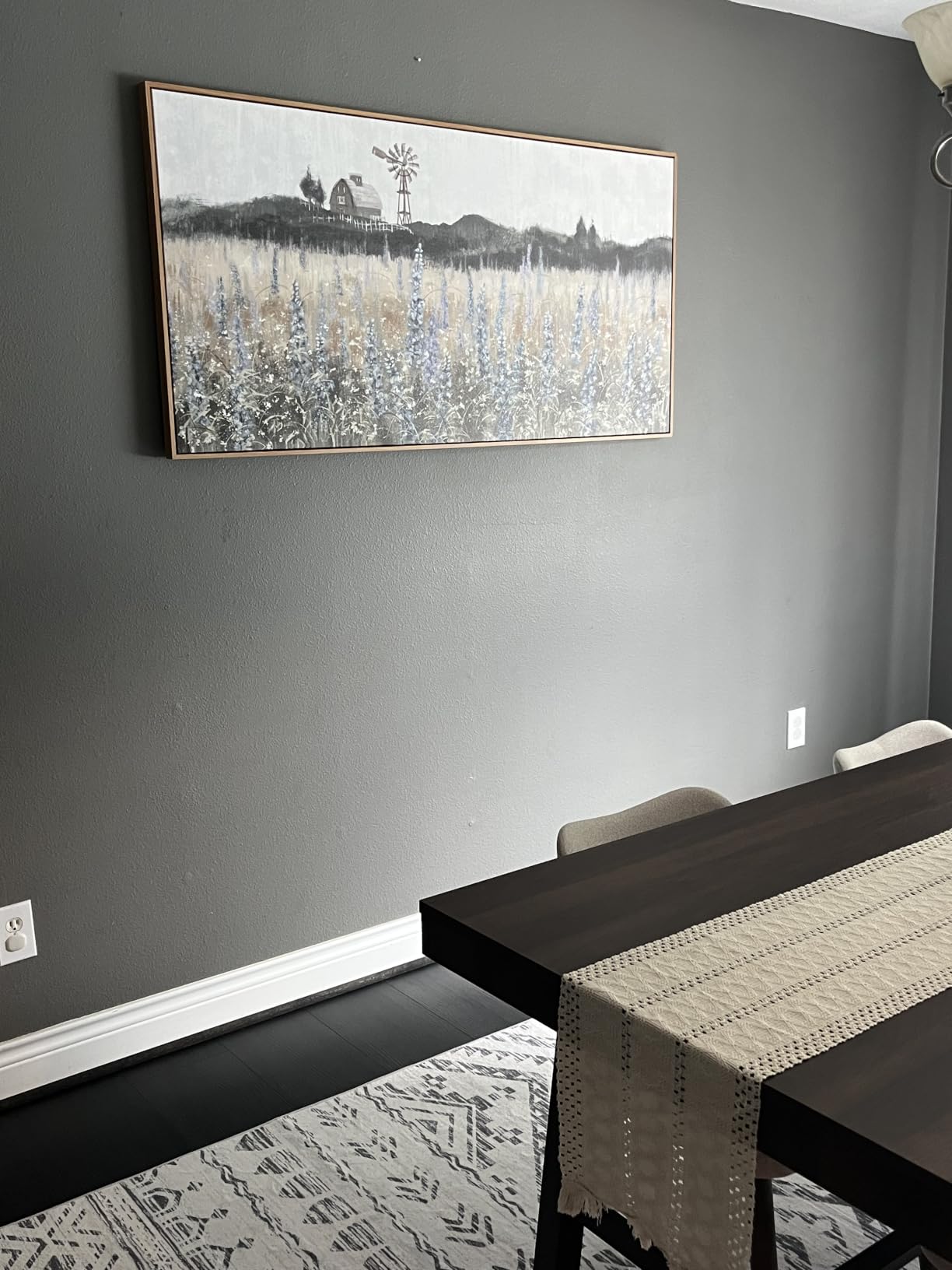 Nicetop Large Vintage Farmhouse Canvas Wall Art for Living Room 24x48inch | Cottagecore Painting, Meadow with Flowers Landscape, Rustic Countryside Windmill Barn Artwork for Bedroom Office Entryway customer photo 1