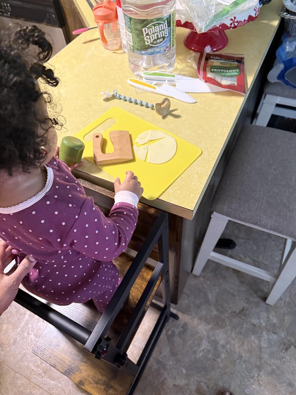 Kitchen Step Stool for Toddlers, Height Adjustable Toddler Tower with Safety Rail, Steel and Wood Toddler Kitchen Stool Helper Kids, Stool for Kids, Learning Tower, Kids' Desk Brown customer photo 1
