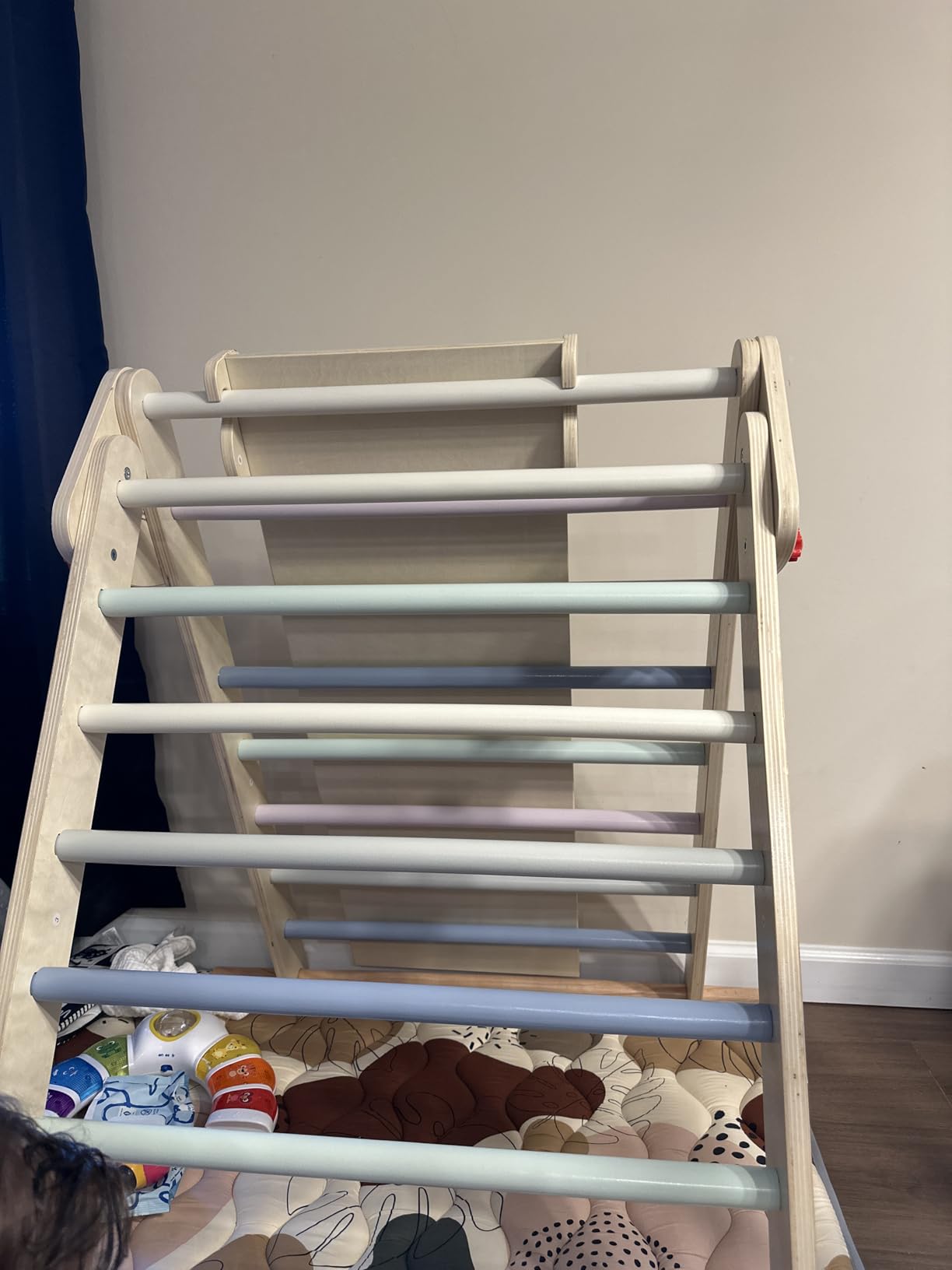 OLAKIDS Pikler Triangle Set 3 in 1 Climbing Toys for Toddlers Foldable Wood Montessori Baby Jungle Gym with Ramp Ladder Slide Kids Indoor Playground Activity Play Structure customer photo 1