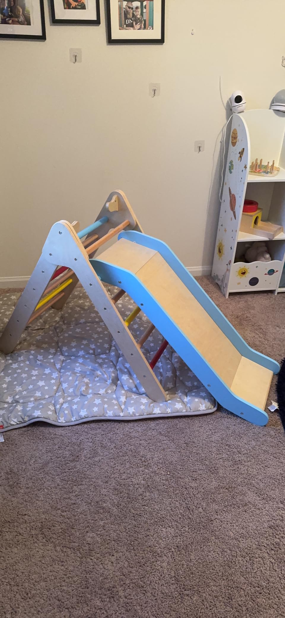 OLAKIDS Pikler Triangle Set 3 in 1 Climbing Toys for Toddlers Foldable Wood Montessori Baby Jungle Gym with Ramp Ladder Slide Kids Indoor Playground Activity Play Structure customer photo 2