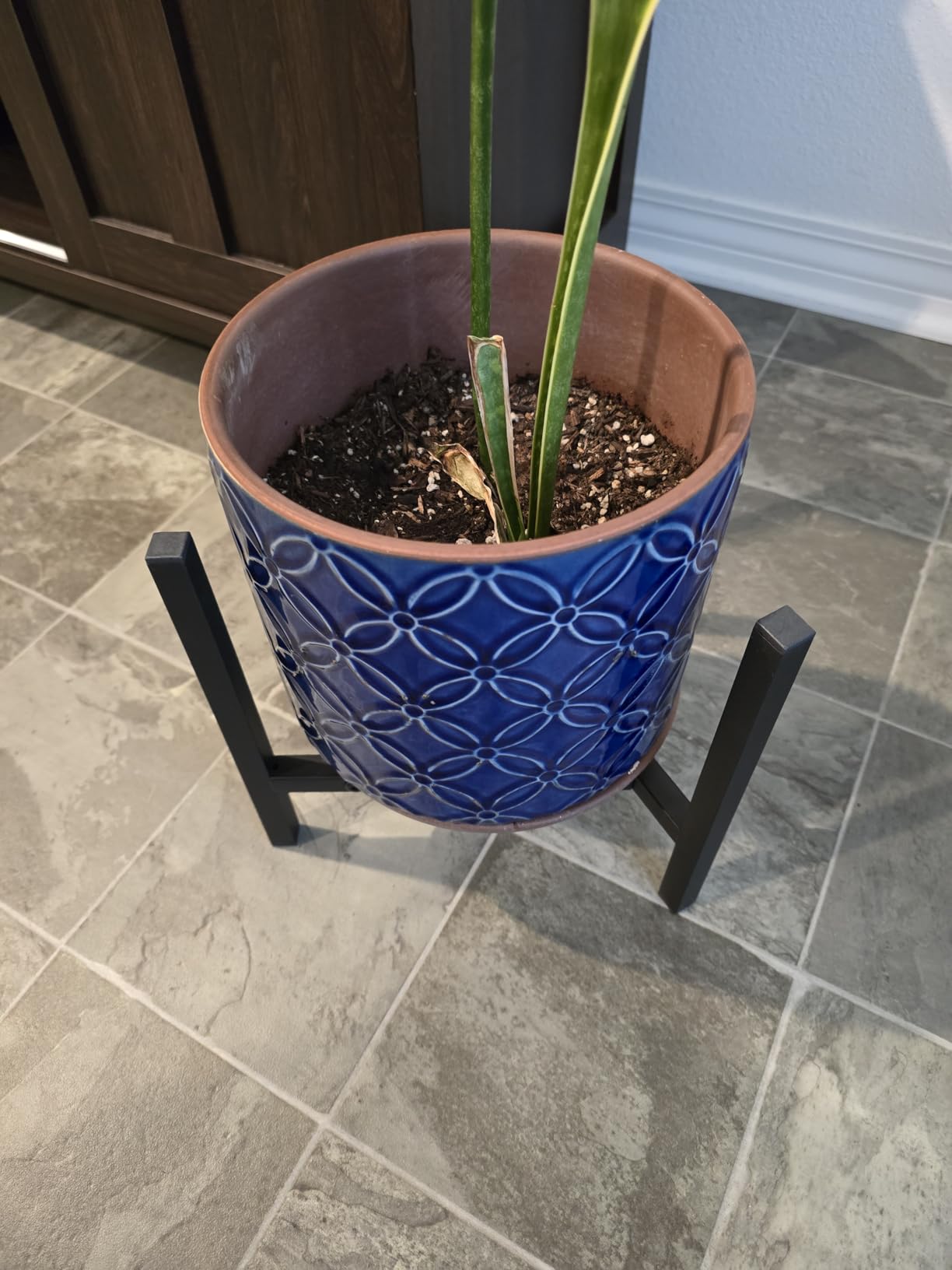 Airpark Plant Stand Indoor Adjustable, Metal Modern Plant Stands, Heavy Duty Stable Plant Pot Flower Holder Indoor Outdoor Corner, Fit 8 9 10 11 12 inch Pots, Black (Pot & Plant Not Included) customer photo 2