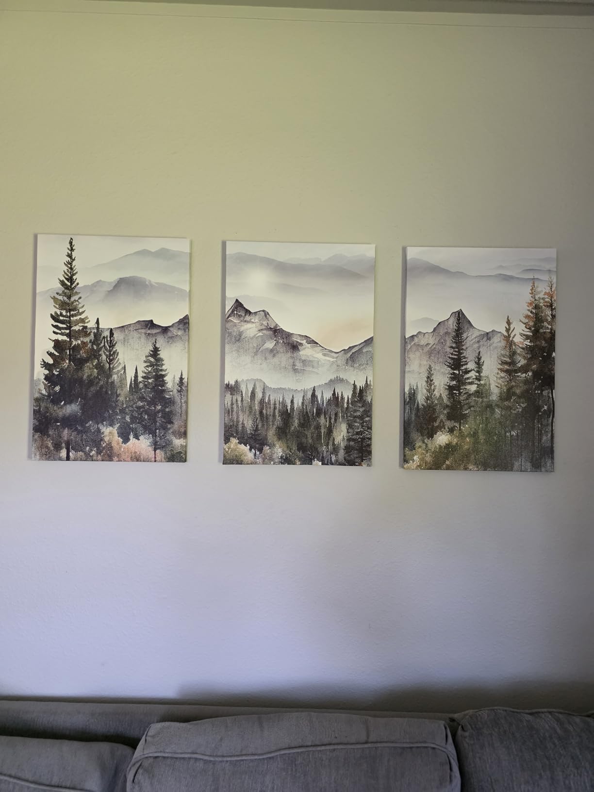 MHARTK66 Wall Art for Living Room Modern Wall Decor for Bedroom Office Decor Abstract Mountain Forest Landscapes Ink Painting 3 Piece Framed Canvas Art Prints Ready to Hang Wall Pictures Home Decor customer photo 1