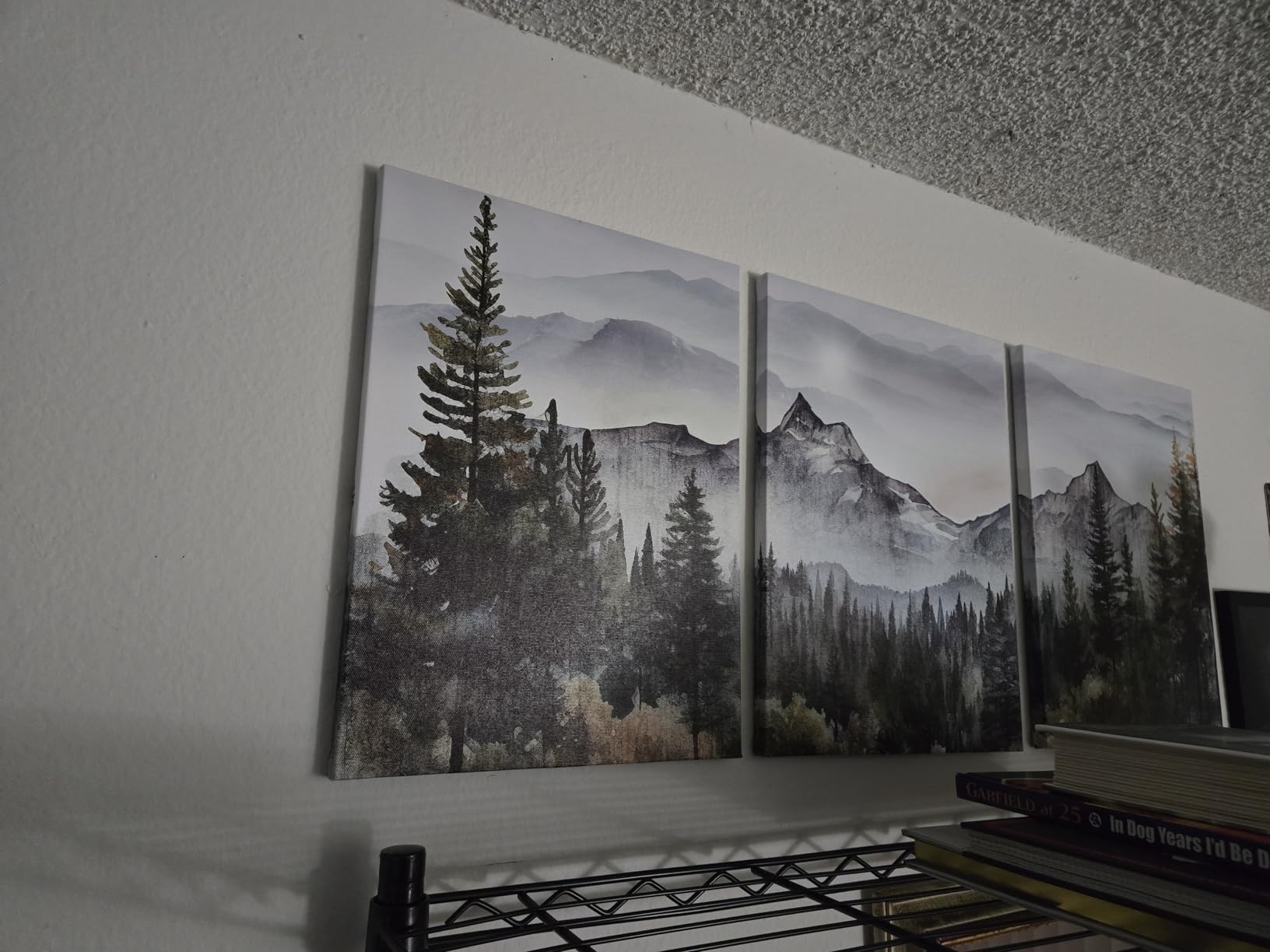 MHARTK66 Wall Art for Living Room Modern Wall Decor for Bedroom Office Decor Abstract Mountain Forest Landscapes Ink Painting 3 Piece Framed Canvas Art Prints Ready to Hang Wall Pictures Home Decor customer photo 2