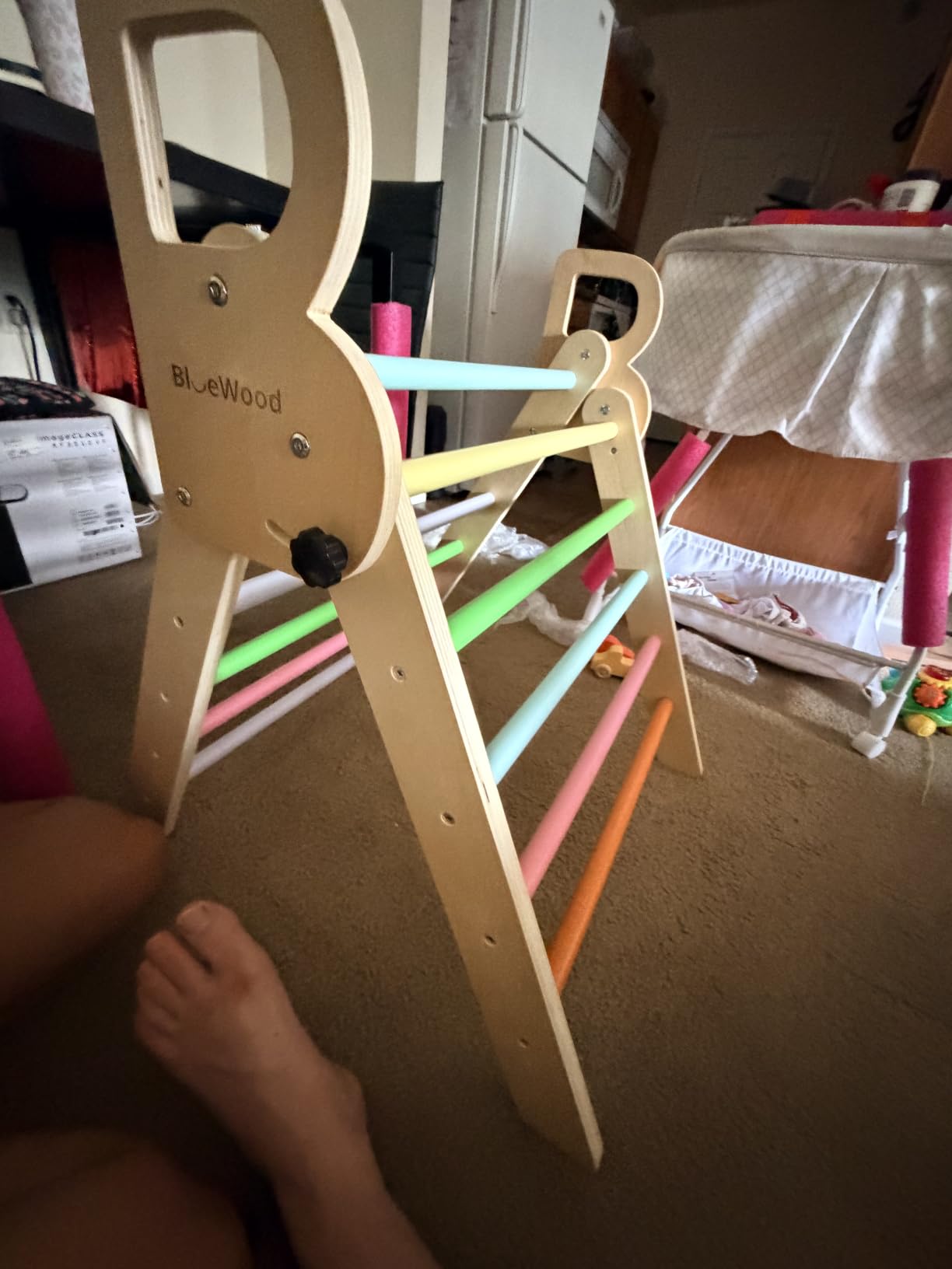 BlueWood Pikler Triangle Set with Safe Handle, Foldable 7-in-1 Montessori Toddler Climbing Toys Indoor, Wooden Pickler Climbing Set, Baby Jungle Gym & Playground, Climbing Toys for 1-3 Year, Rainbow customer photo 1